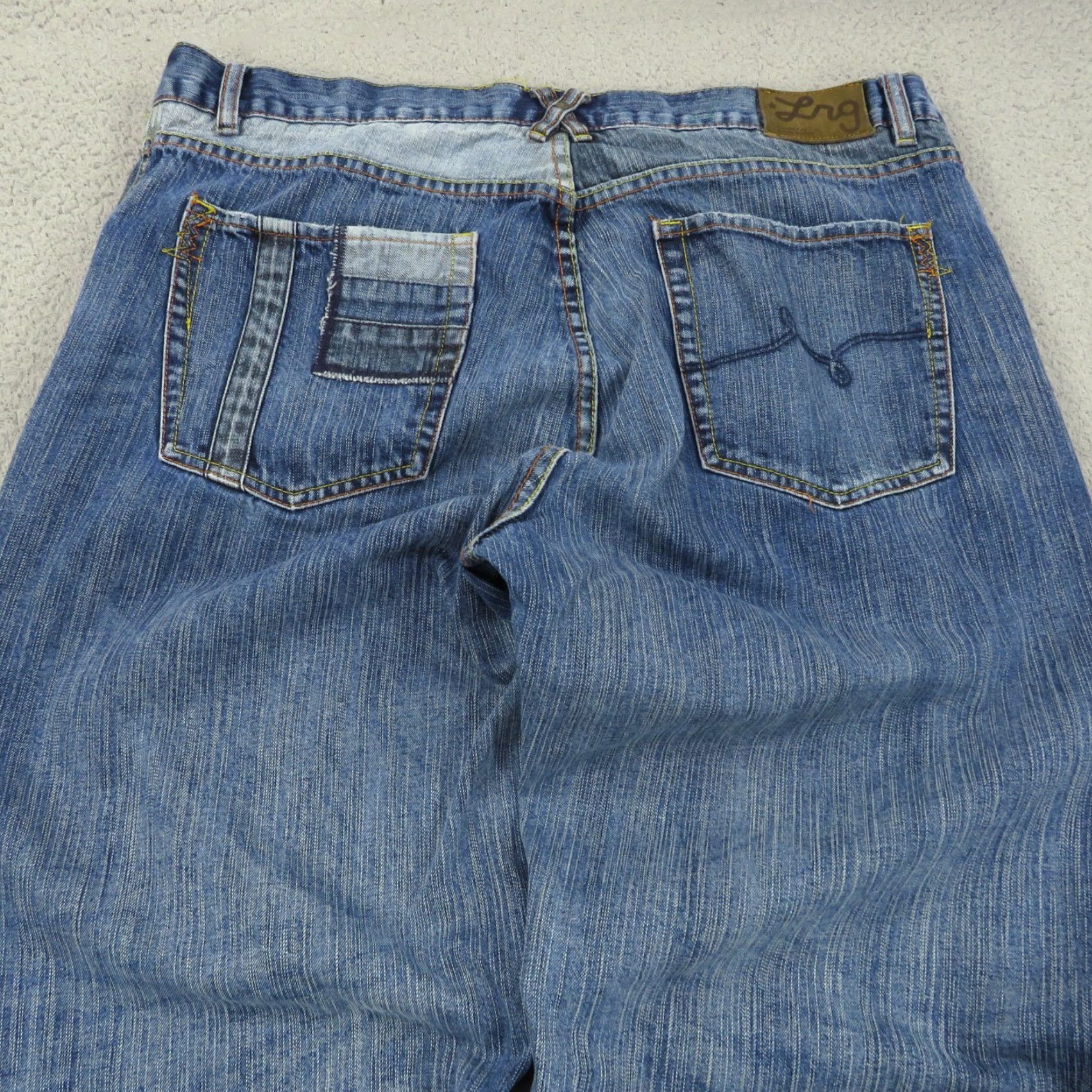 Denime VINTAGE LRG Jeans Men Baggy 38 Wide Leg Opening 5-Pocket Denim Denim Blue Cotton High Rise Grunge 90s Hip Hop Size US 38 / EU 54 - 4 Thumbnail
