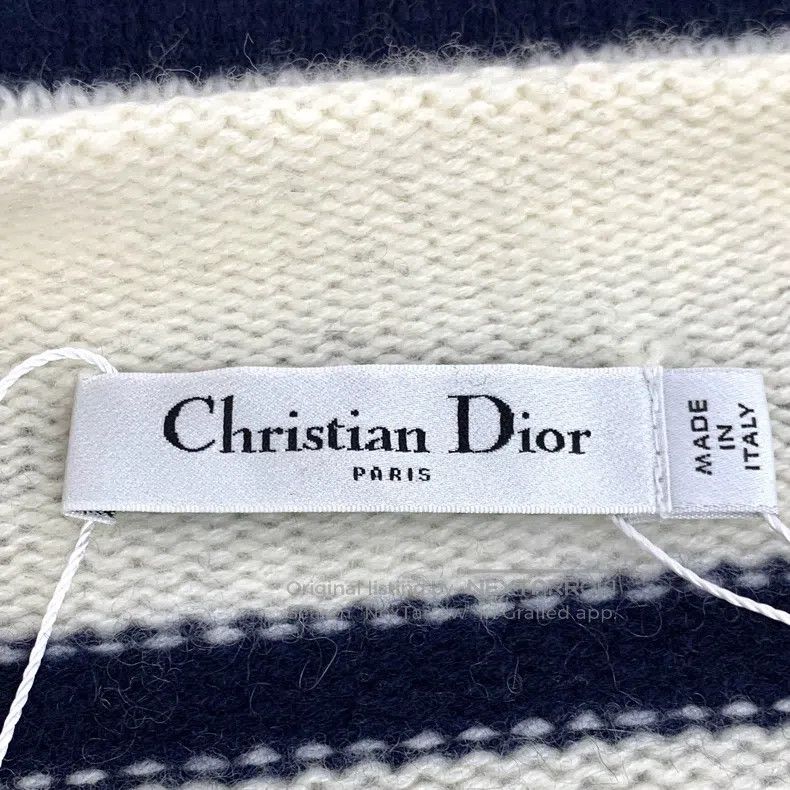 Dior Dior Beige letter inlaid striped cashmere round-neck long- Size S / US 4 / IT 40 - 7 Thumbnail