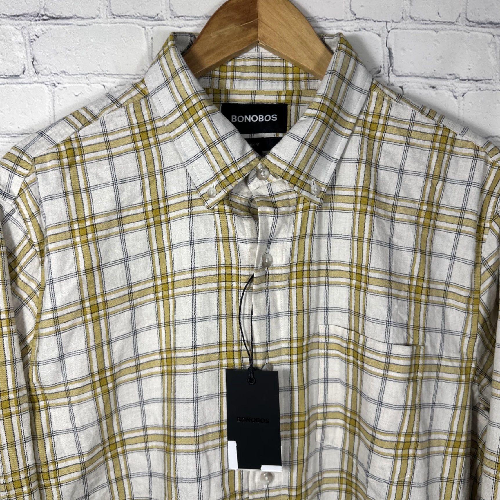 Bonobos Bonobos Shirt Men’s Large Slim Fit Shirt Plaid Button-Up Olive Khaki NEW MSRP 99 Size US L / EU 52-54 / 3 - 2 Thumbnail
