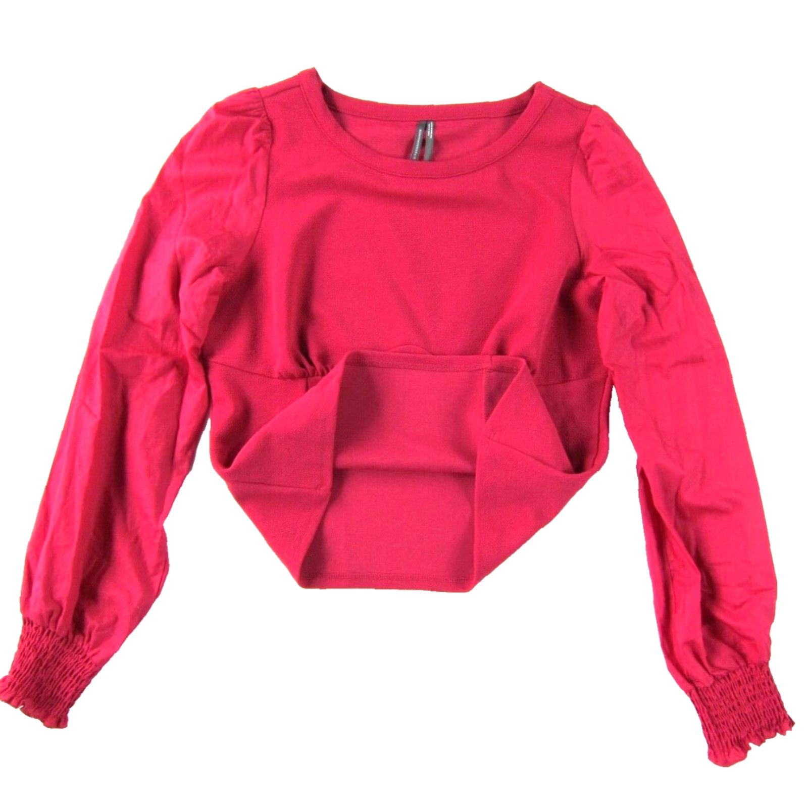 Anthropologie Anthropologie Blouse Women's M Magenta Pink Stretch Round Neck Long Sleeve Blueprint: Solid Color, Cotton Blend, Polyester, Spandex Size M / US 6-8 / IT 42-44 - 5 Thumbnail