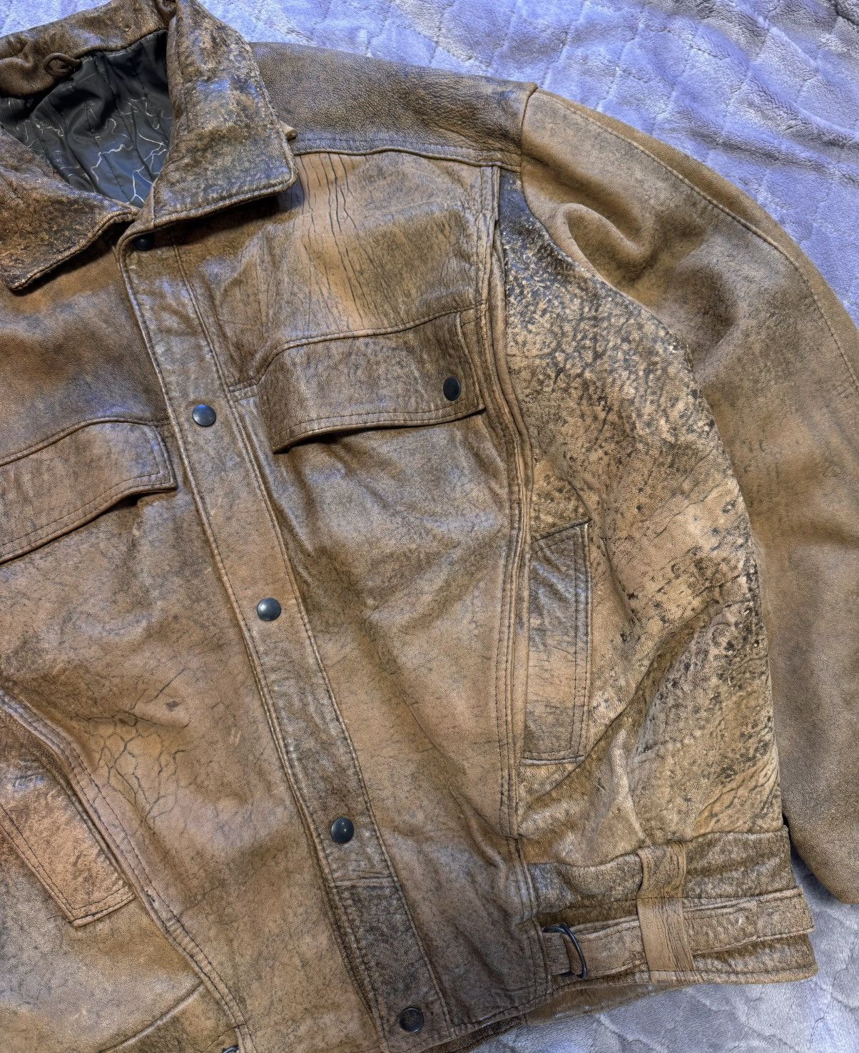 Vintage Vintage 1990s Avantgarde Leather Jacket Made in England Size US XL / EU 56 / 4 - 6 Thumbnail