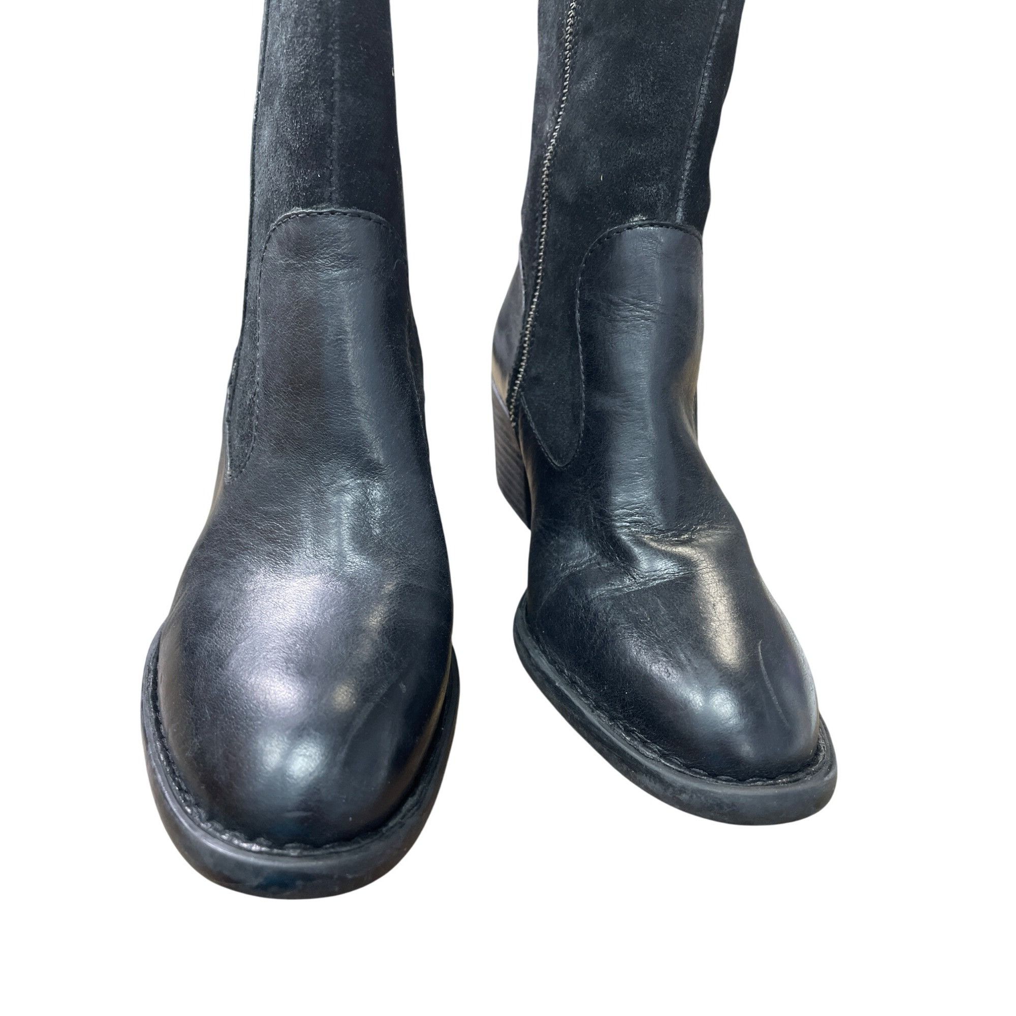 Born Born Womens Black Leather Suede Knee High Boots Size 7M SKU Size US 7 / IT 37 - 8 Thumbnail