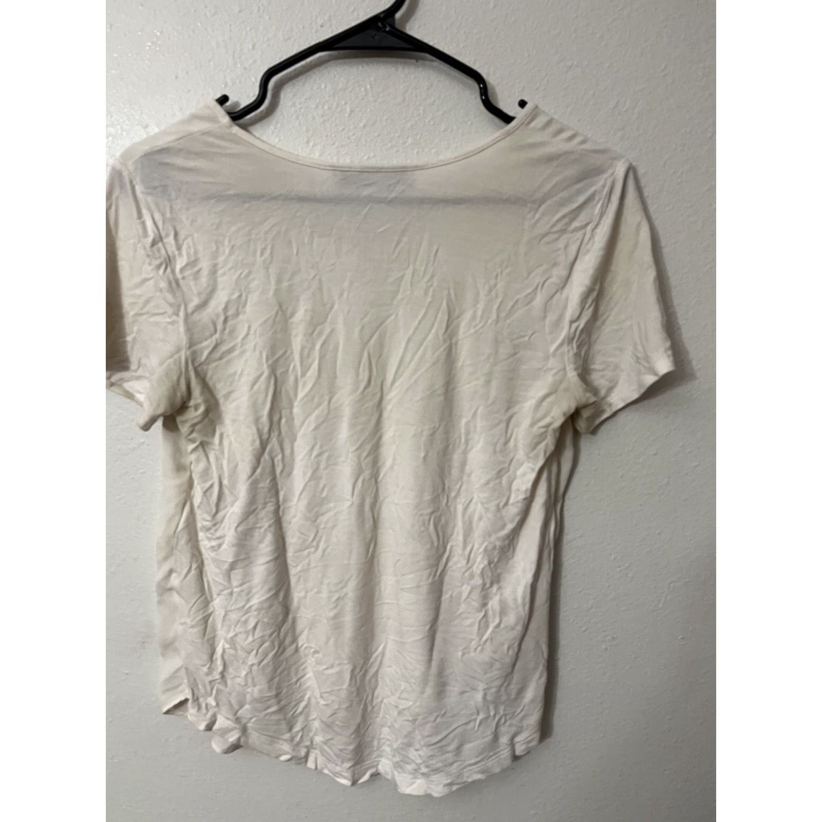 Loft VINTAGE LOFT Shirt Women XS White Cotton Crew Neck Short Sleeve Pockets 90s Mens Women? Size XS / US 0-2 / IT 36-38 - 3 Thumbnail