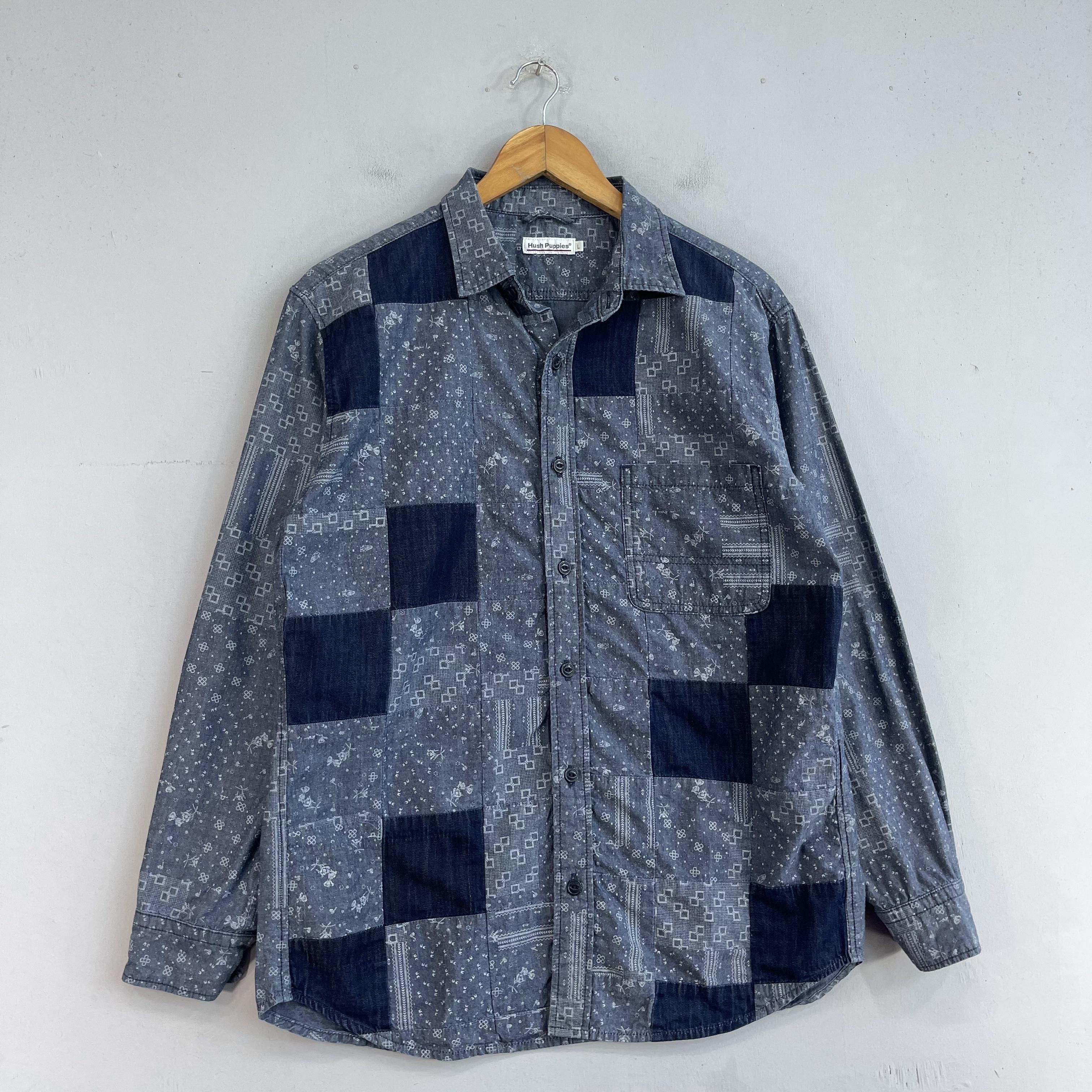 Japanese Brand × Vintage Vintage Patchwork Reconstruct Flannel Denim Button Up Size US M / EU 48-50 / 2 - 4 Thumbnail