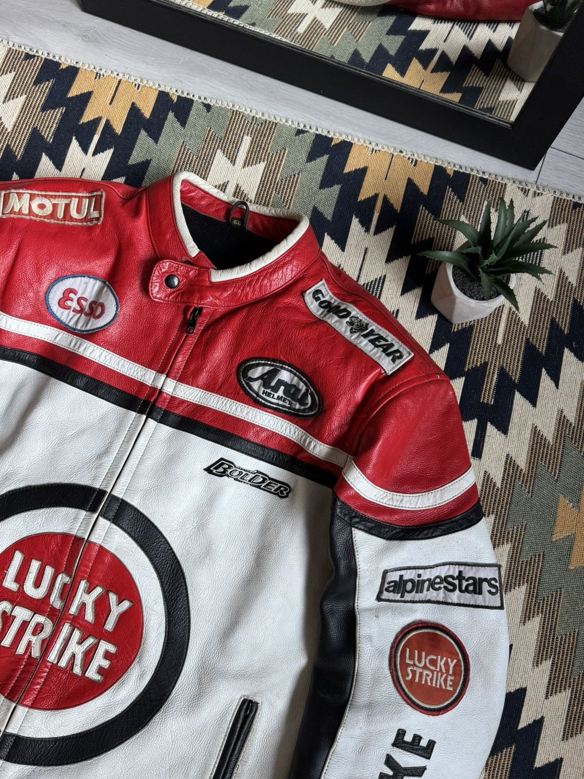 Vintage Vintage 90’s Lucky Strike Big Logo Racing Leather Jacket Size US L / EU 52-54 / 3 - 6 Thumbnail