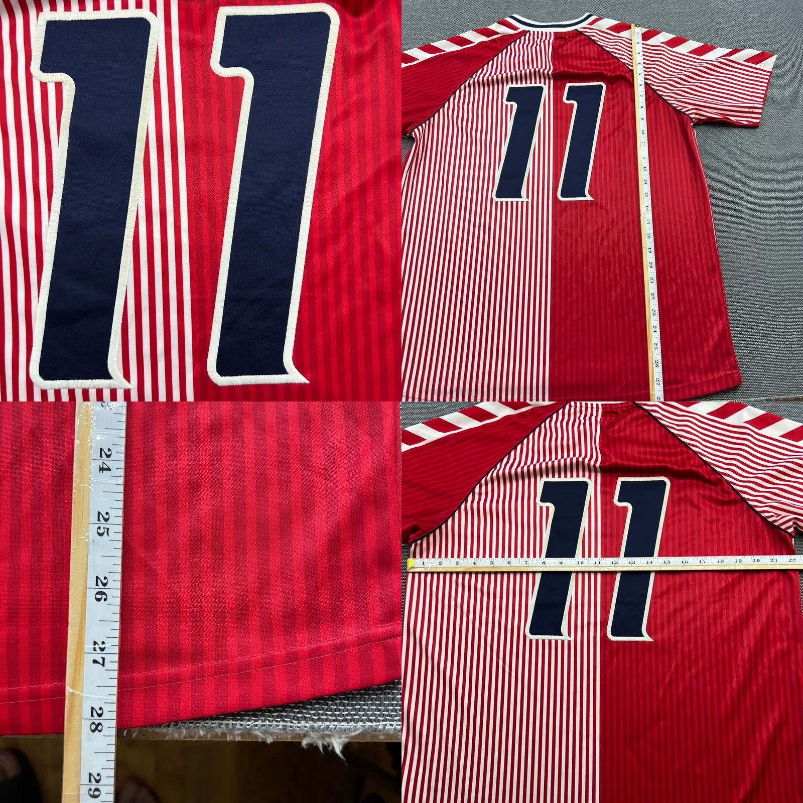 Hummel Denmark 1986 Home Laudrup #11 Mens Football Jersey XL Hummel Jersey Multicolor Short Sleeve Pullover Round Neck Sports Football Mens XL Size US XL / EU 56 / 4 - 8 Thumbnail