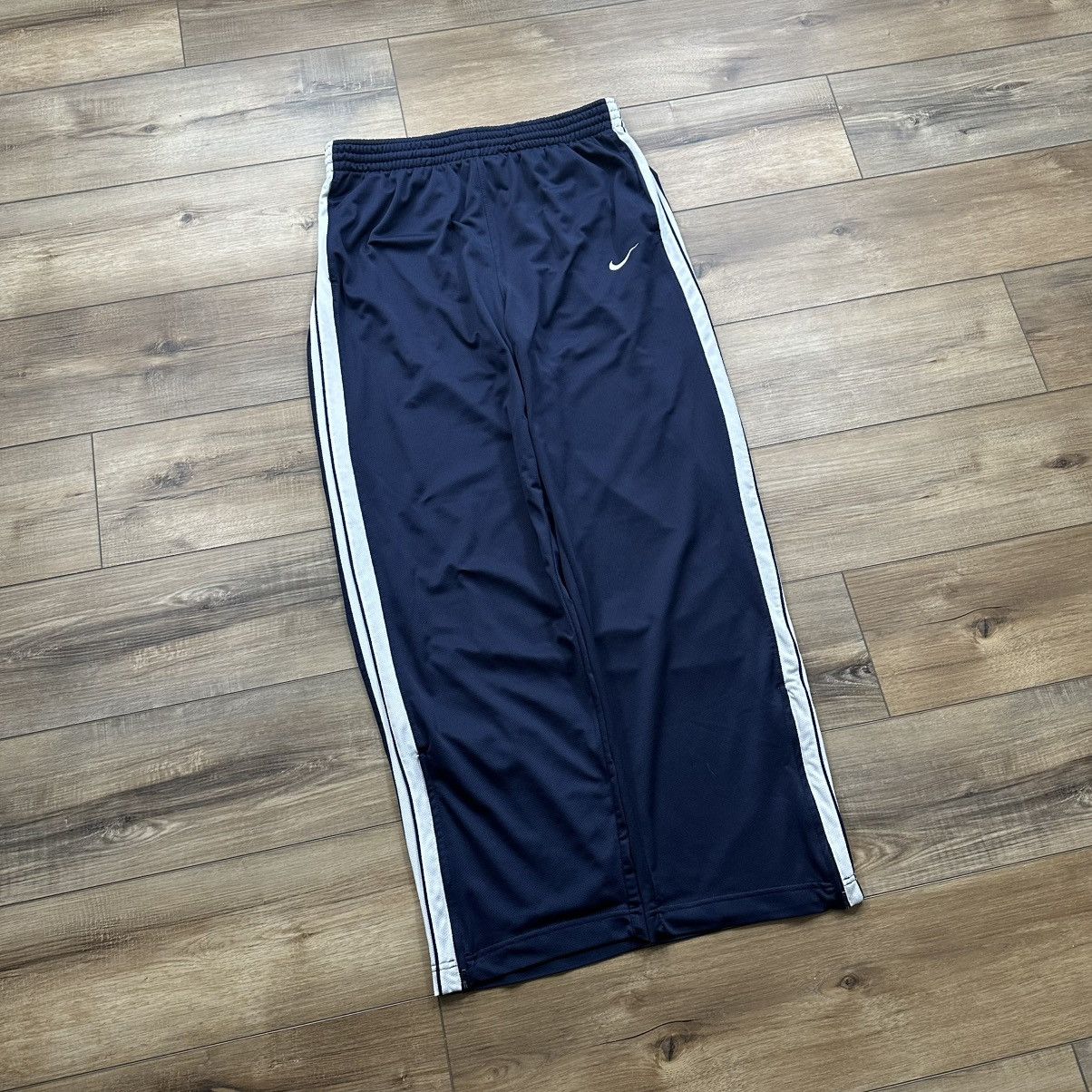 Nike Vintage 2000s Nike Navy Striped Wide Leg Track Pants Size US 33 - 3 Thumbnail