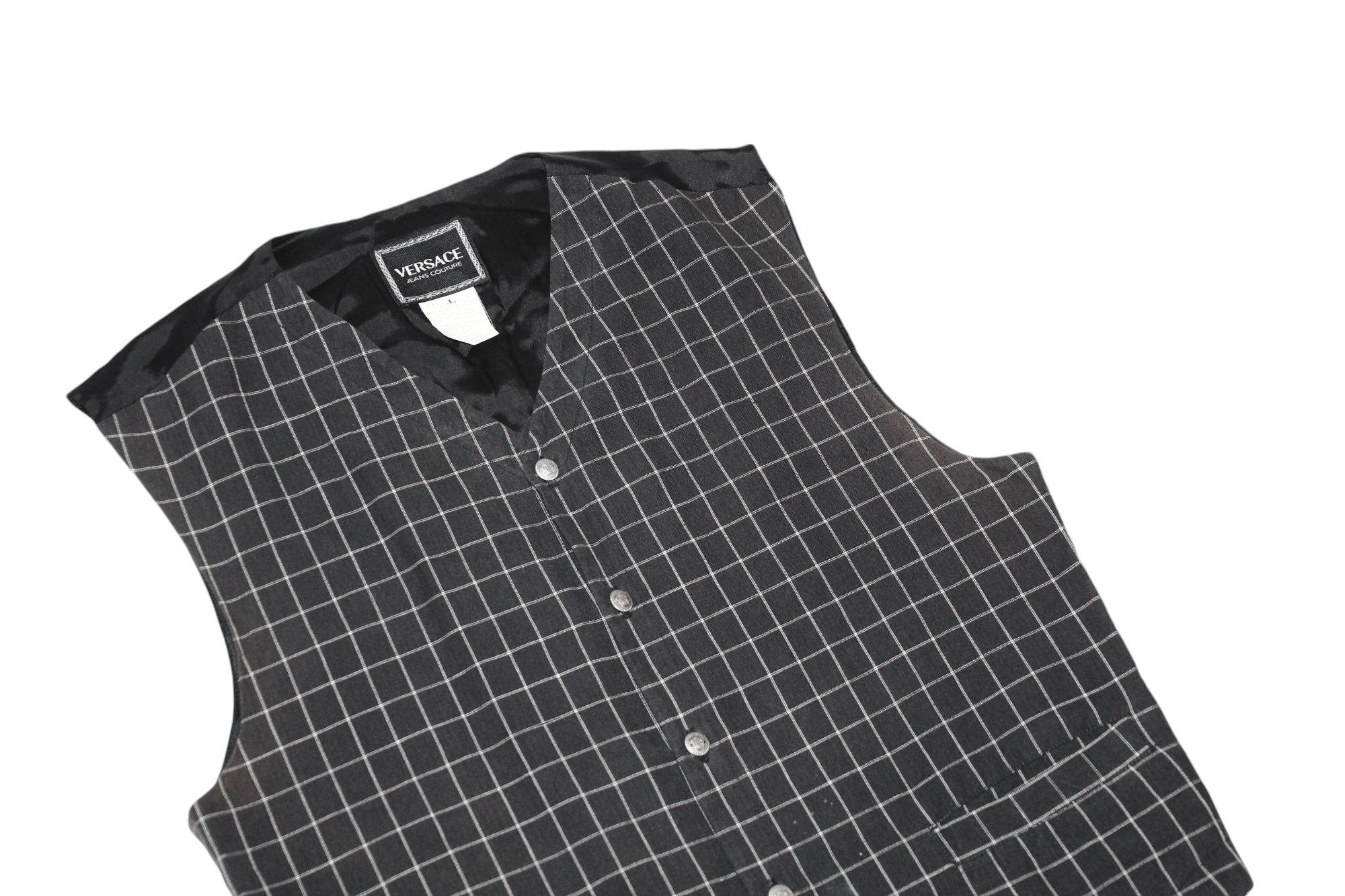 Versace Versace Jeans Couture linen cotton windowpane waistcoat Size US L / EU 52-54 / 3 - 2 Thumbnail
