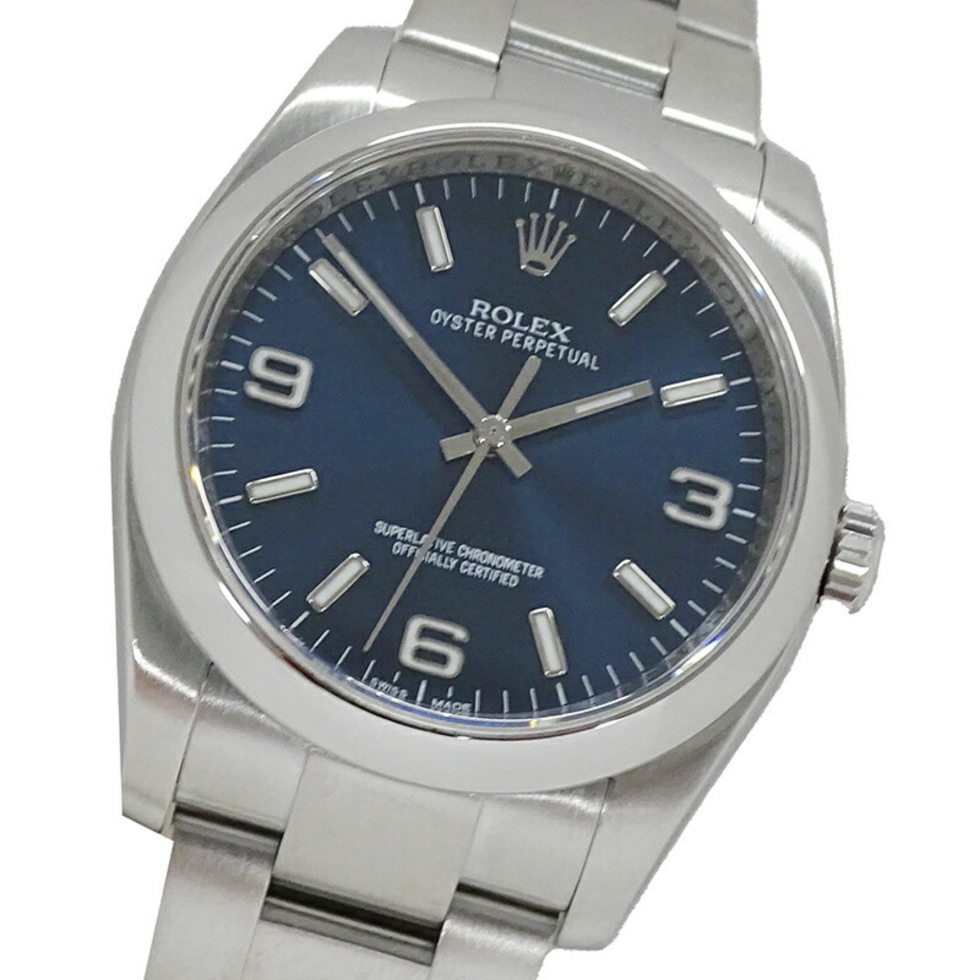 Rolex Oyster Perpetual 116000 G Series Watch For Men, Automatic Winding, At, Stainless Steel, Ss, Silver, Blue, Overhauled And Polished, Women's
