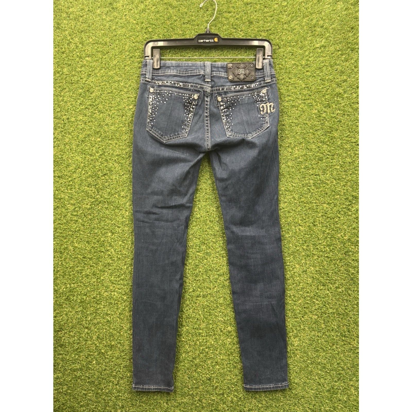 Miss Me Miss Me Jeans Womens 27 Mid Rise Skinny Embellished Y2K Denim Blue Slim 5-Pocket Design Distressed Stretch Vintage Style Womens Jeans Size 27" / US 4 / IT 40 - 2 Thumbnail