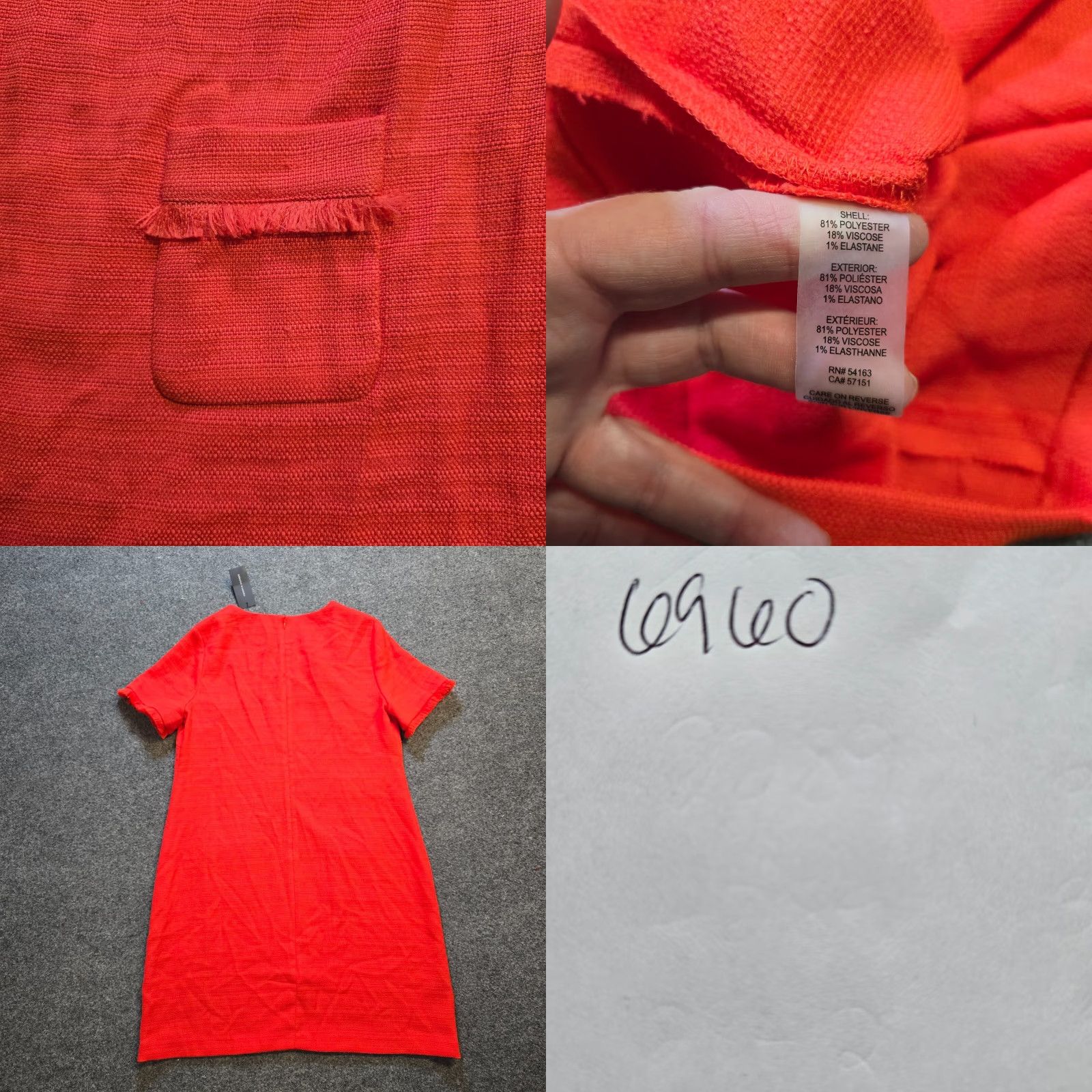Tommy Hilfiger Tommy Hilfiger Dress Womens 14 Orange Tweed Fitted Short Sleeve Pockets Classic Sheath Knee Length Casual Size 36" / US 14 / IT 50 - 8 Thumbnail