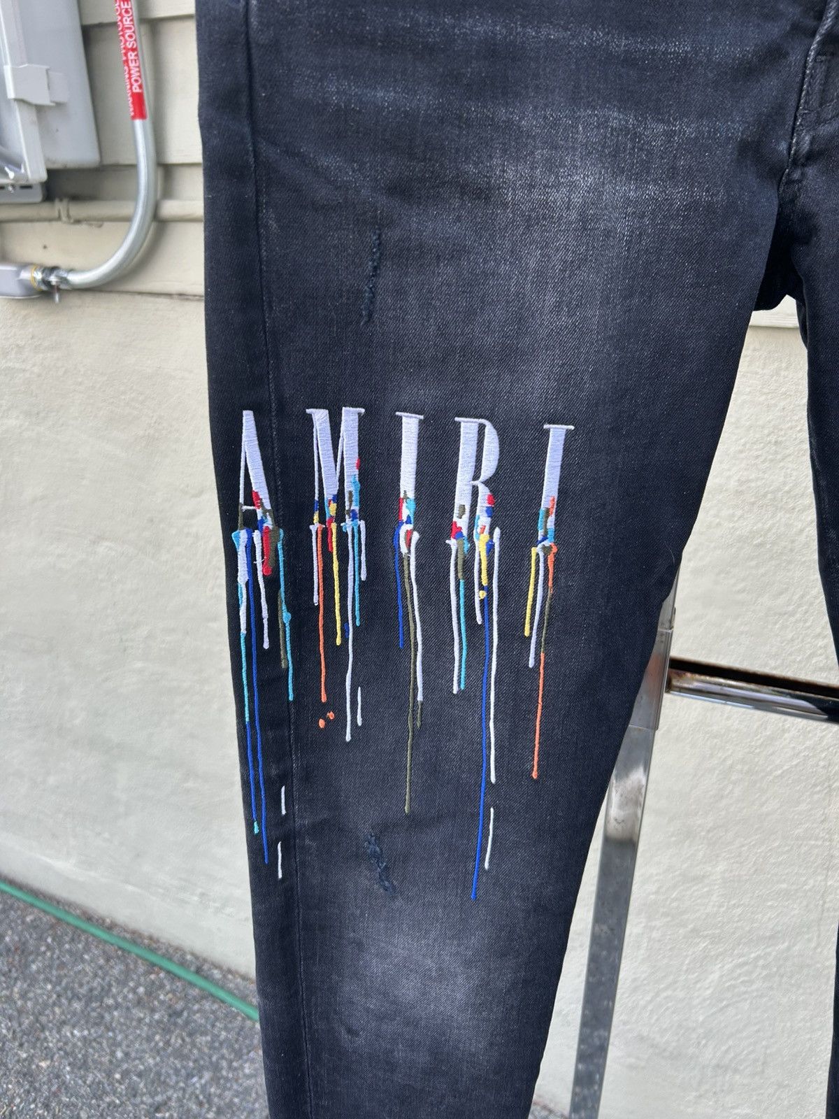 Amiri Amiri drip logo jeans black Size US 33 - 3 Thumbnail