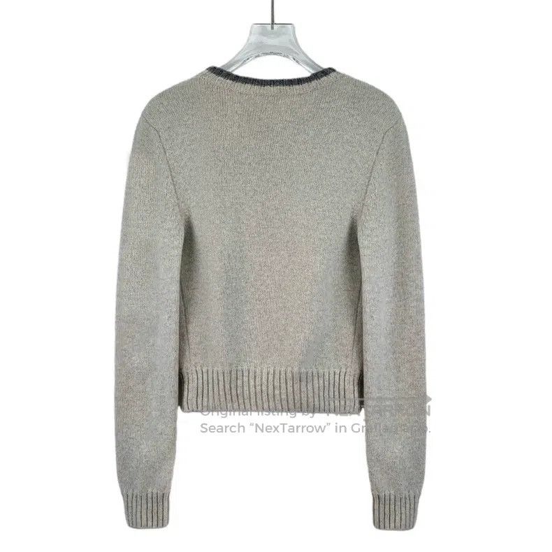 Loewe Loewe Gray Logo Embroidered Wool Crew Neck Long-Sleeve Kni Size XS / US 0-2 / IT 36-38 - 2 Thumbnail