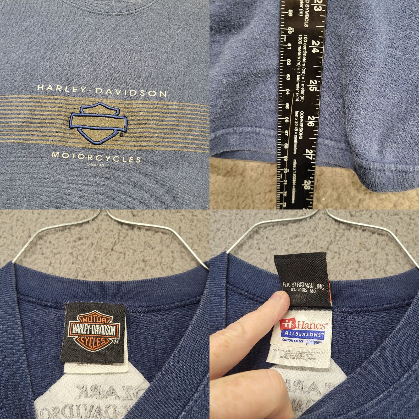 Harley Davidson Ozark Harley-Davidson Motorcycles Lebanon, MO. Mens M 2001 Vintage Faded Sweater Sweater Size US M / EU 48-50 / 2 - 8 Thumbnail