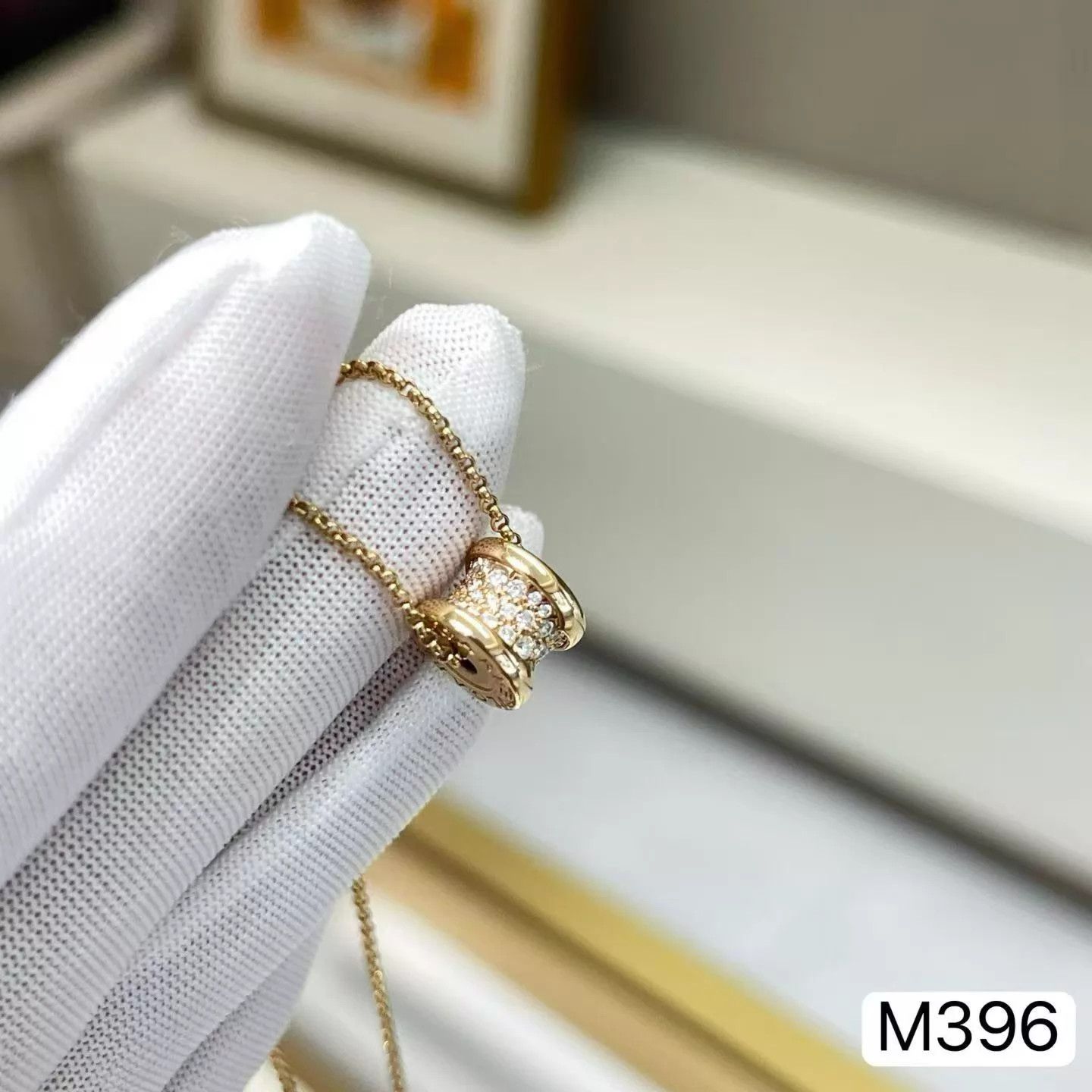 Bvlgari BVLGARI RoseGold FullDiamond SlimWaist Necklace M396 Size ONE SIZE - 7 Thumbnail