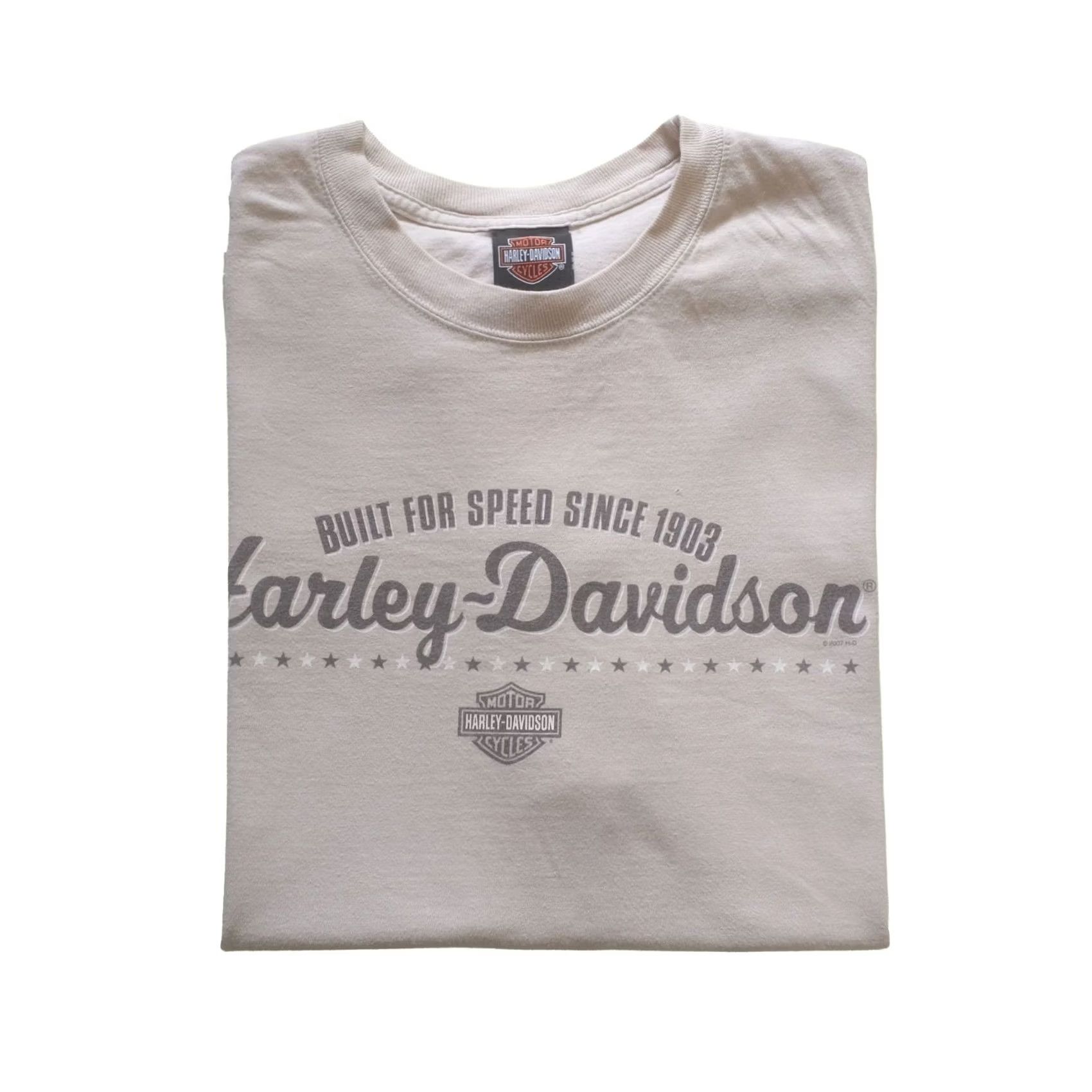 Harley Davidson VINTAGE HARLEY DAVIDSON T-SHIRT 90s MOTORCYCLE BEYOND SPEED BEEFY-T 2XL BEIGE Mens Size US XXL / EU 58 / 5 - 2 Thumbnail