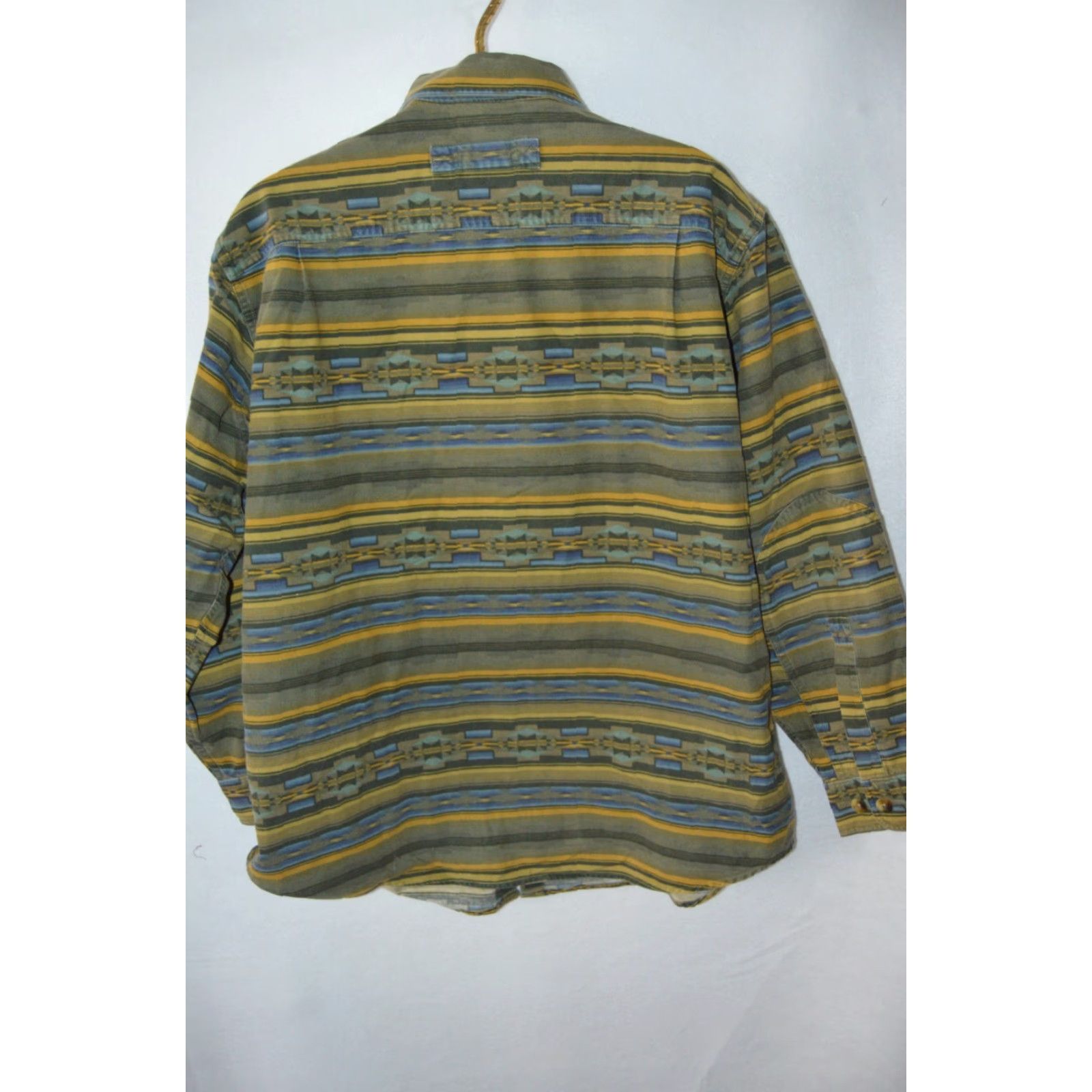 Vintage VINTAGE Woolrich Shirt Men LS Green Striped Western Flannel Button-Up - Size L Size US L / EU 52-54 / 3 - 2 Thumbnail
