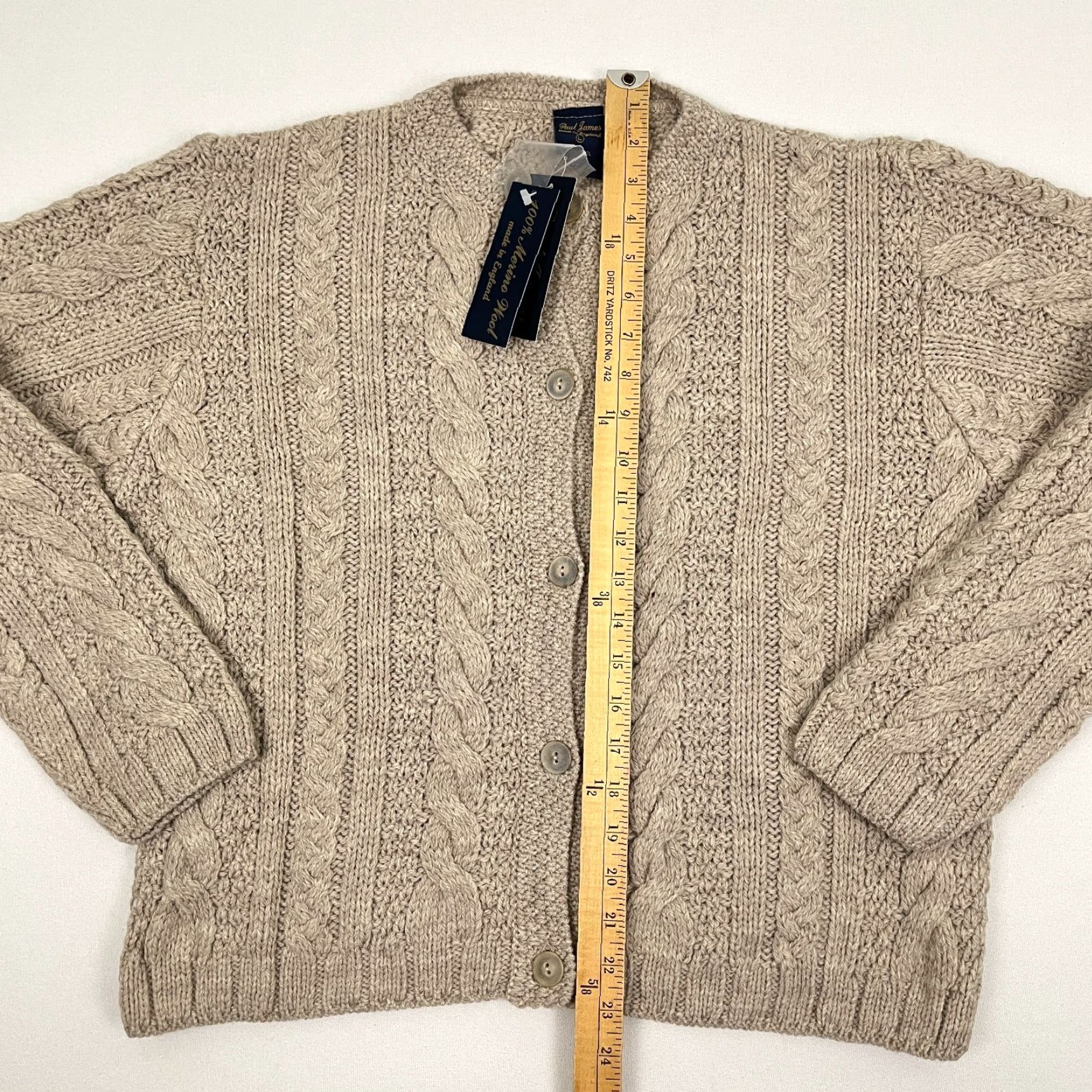 Paul James Paul James Cardigan Sweater Womens L Brown Wool Cable Knit Jumper England NEW Size L / US 10 / IT 46 - 3 Thumbnail