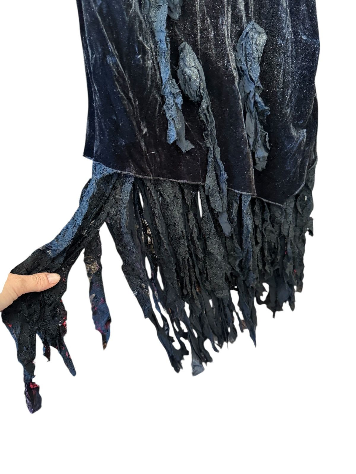 Vintage Vintage 90s Black Velvet Slip Dress - Deconstruckted lace S Size S / US 4 / IT 40 - 7 Thumbnail