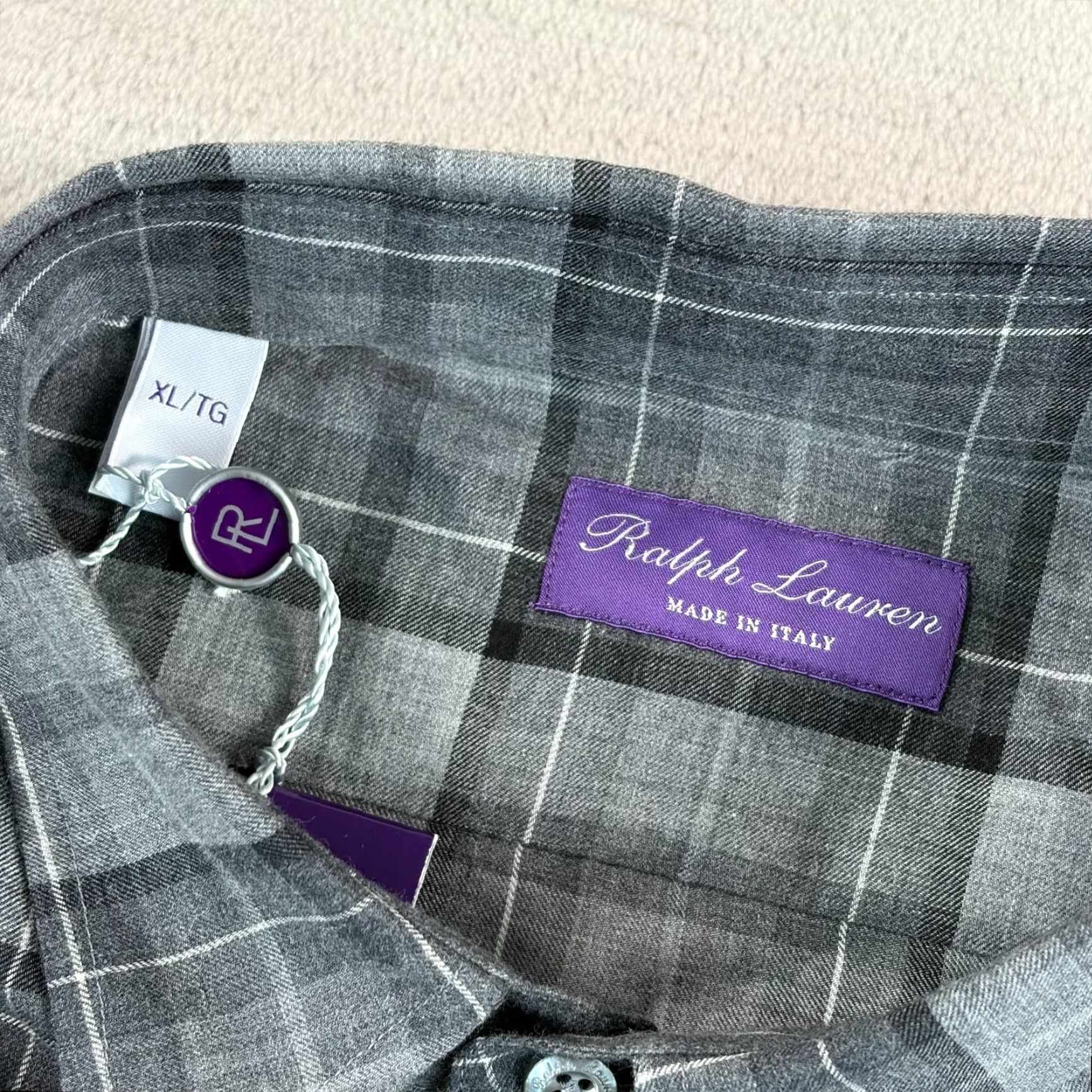 Ralph Lauren Purple Label Ralph Lauren Purple Label Plaid Twill Shirt Men XL Grey Long Sleeve NWT Button-Up Pocketed Collared Size US XL / EU 56 / 4 - 3 Thumbnail
