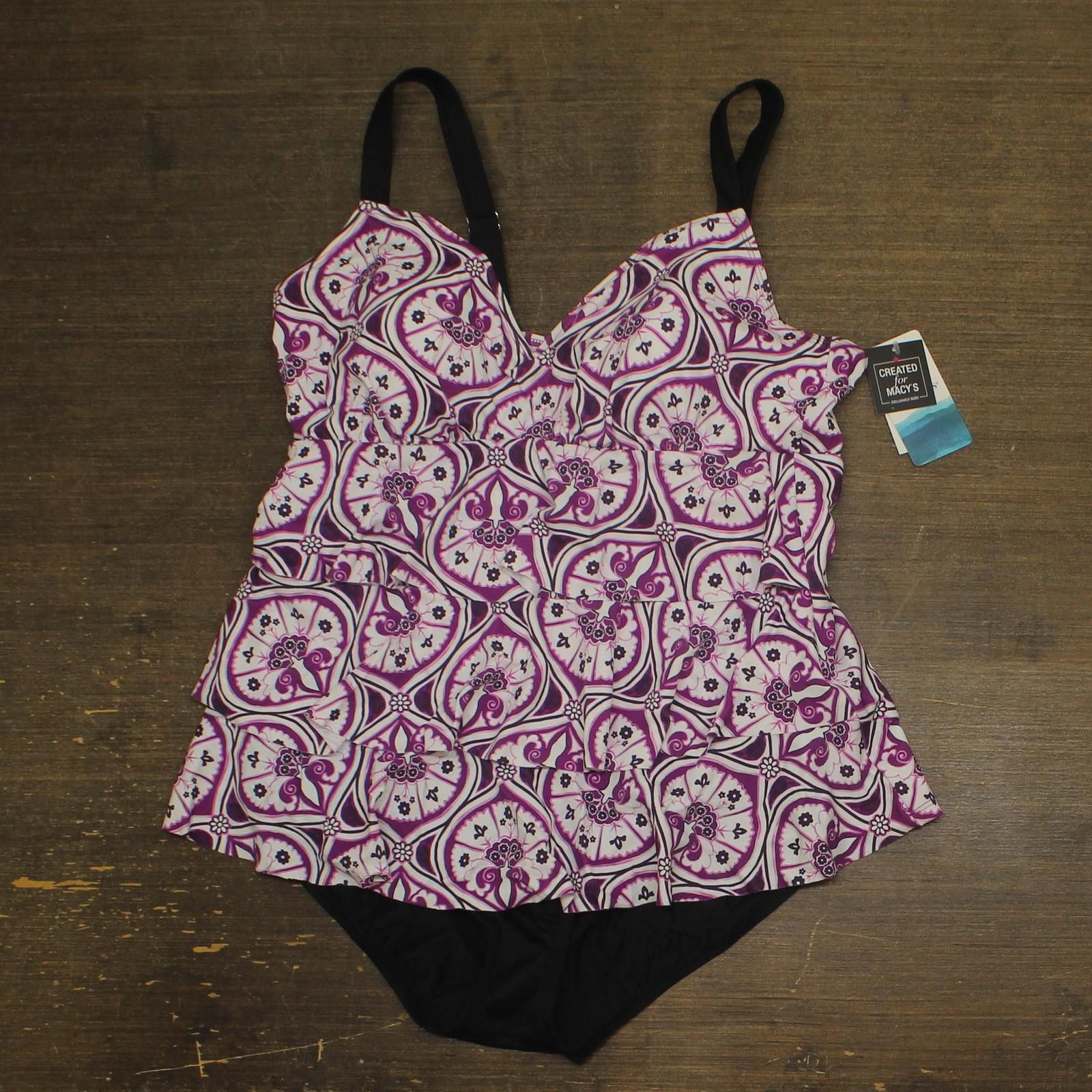 Other Nwt Swim Solutions Tiered Swim Top Magenta Purple Multi 18 Size ONE SIZE - 1 Thumbnail
