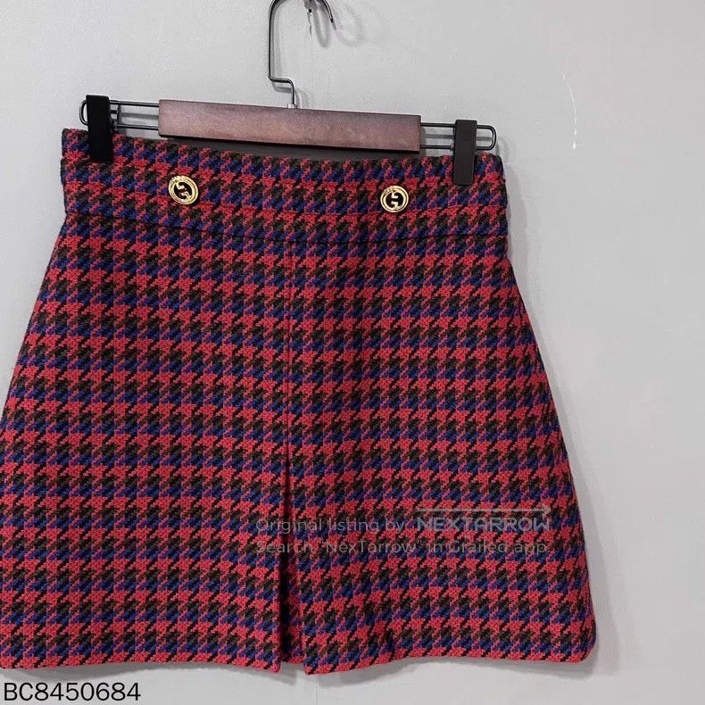 Gucci Gucci A thousand-bird check gold buckle woollen short skir Size 26" / US 2 / IT 38 - 3 Thumbnail