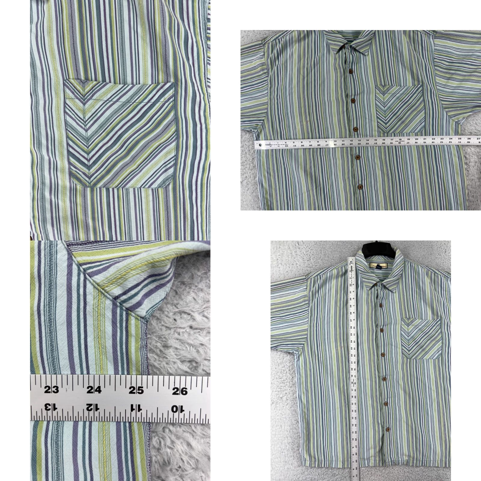 Tommy Bahama Tommy Bahama Shirt Men XL Blue Green Striped Silk Button Up Hawaiian Size US XL / EU 56 / 4 - 8 Thumbnail