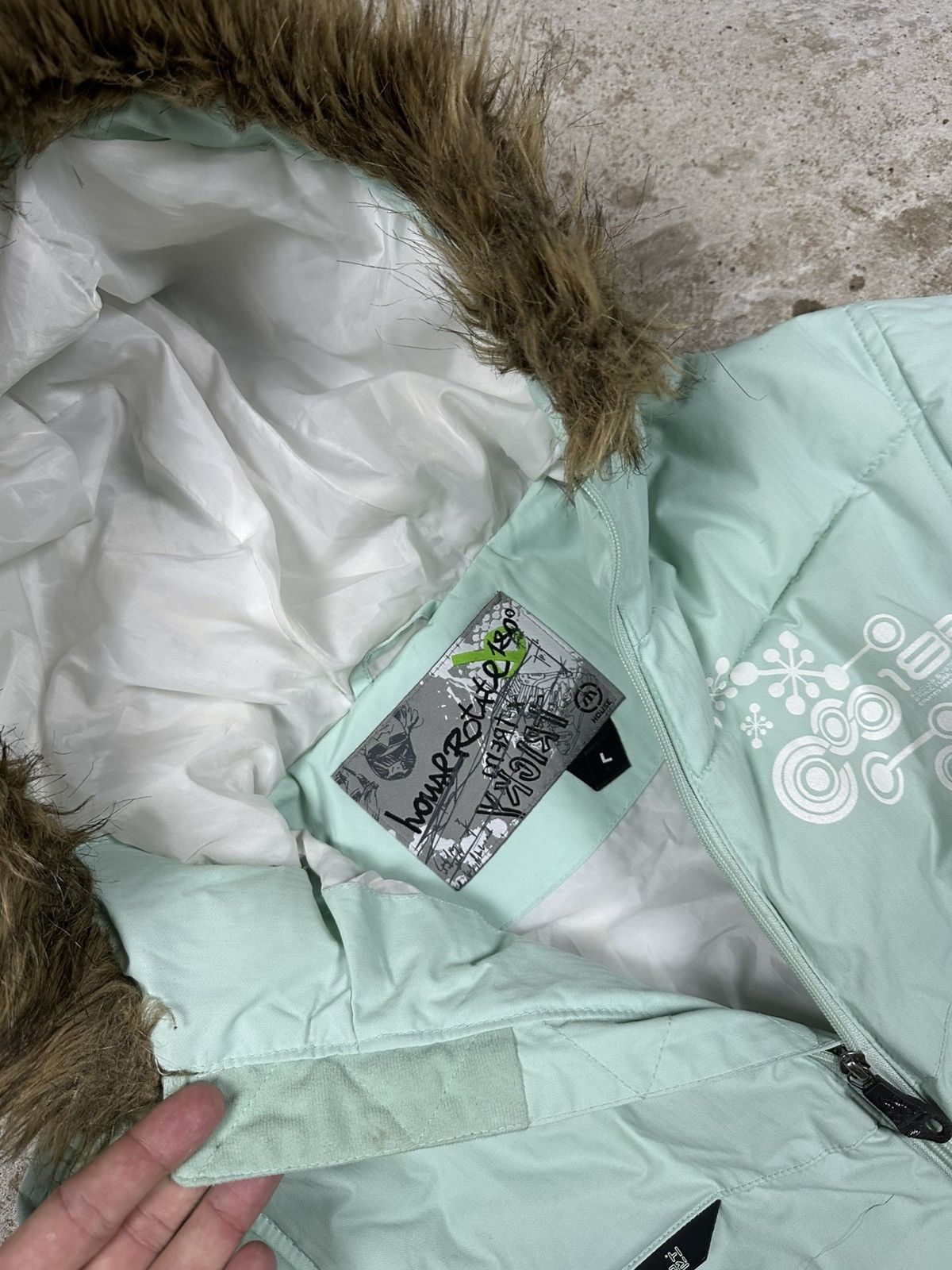 If Six Was Nine × Japanese Brand × Le Grande Bleu (L.G.B.) Vintage Y2K Faux Fur Bomber Mint Jacket Hooded Utility Size US S / EU 44-46 / 1 - 9 Thumbnail