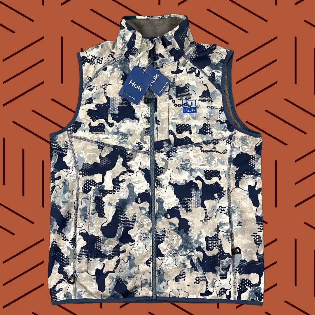 Vintage HUK Vest Mens Medium Icon x Soft Shell Camo Blue Brown Fishing Performance NEW Jacket) Size US M / EU 48-50 / 2 - 1 Thumbnail