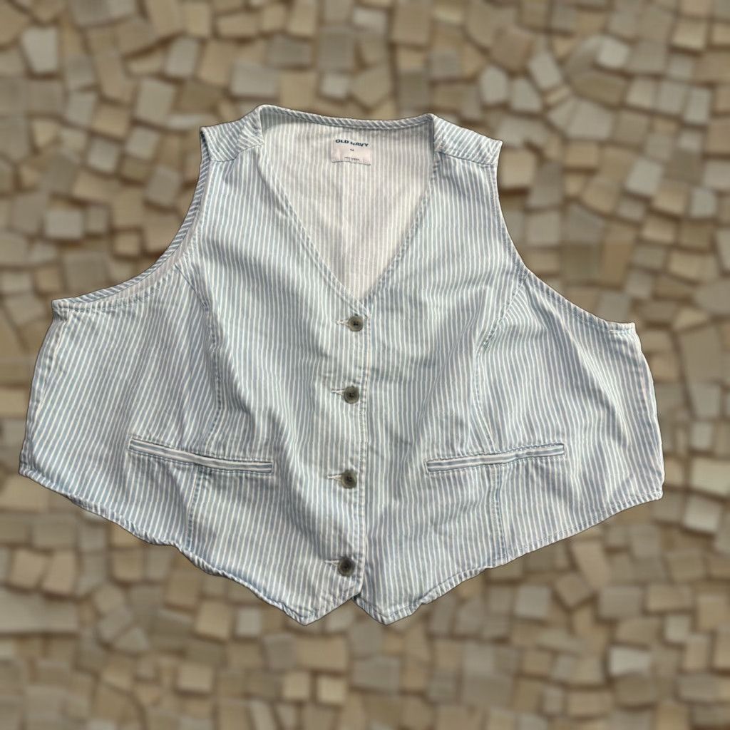 Old Navy VINTAGE Old Navy Outfit Womens 4X Blue White Striped Baggy Wide Leg Button Up Vest NWT Size XXL / US 16-18 / IT 52-54 - 1 Thumbnail