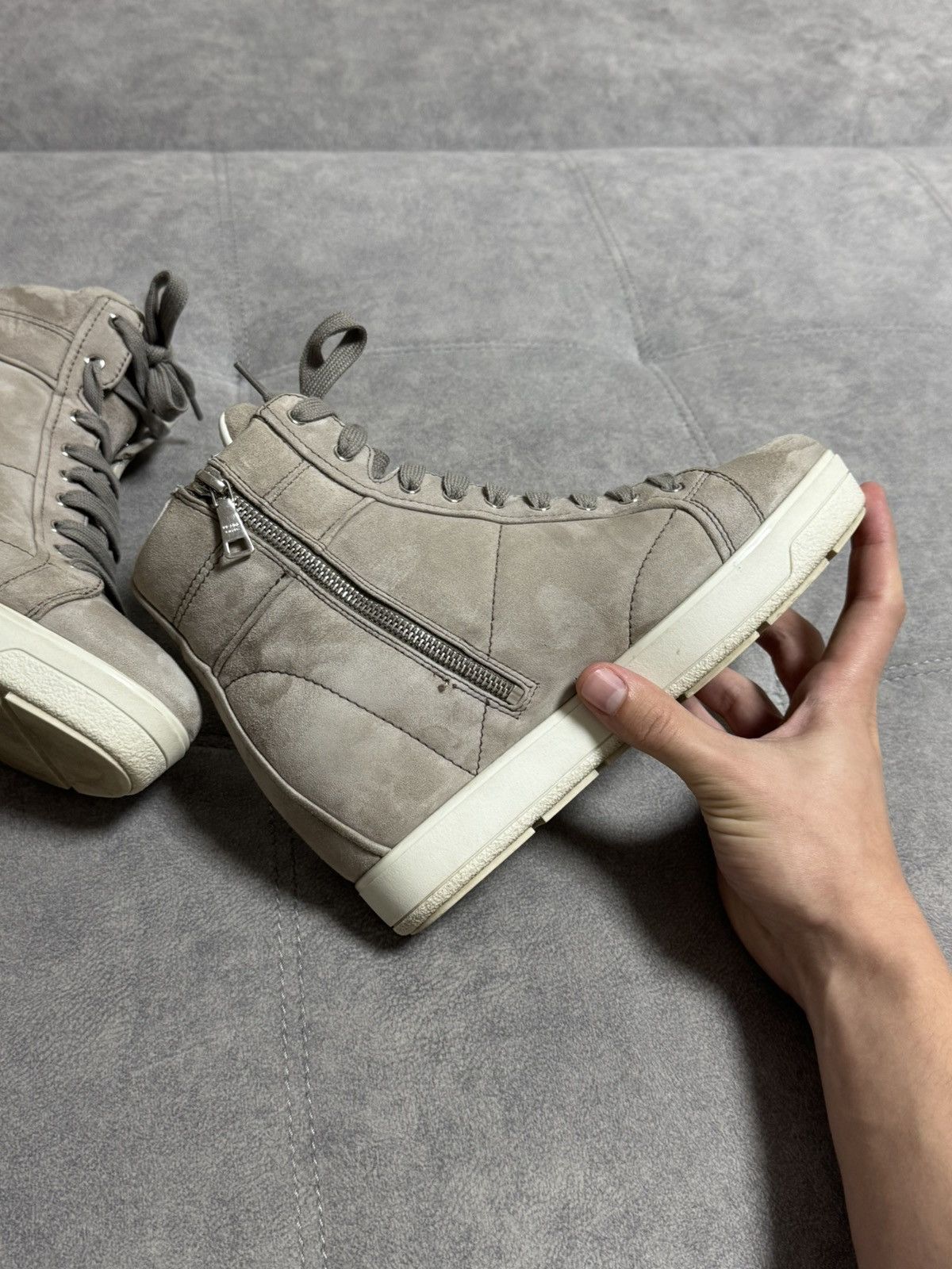 Prada Prada Women's Suede High Top Wedge Half Ankle Boots Z4112 Size US 7.5 / IT 37.5 - 11 Thumbnail
