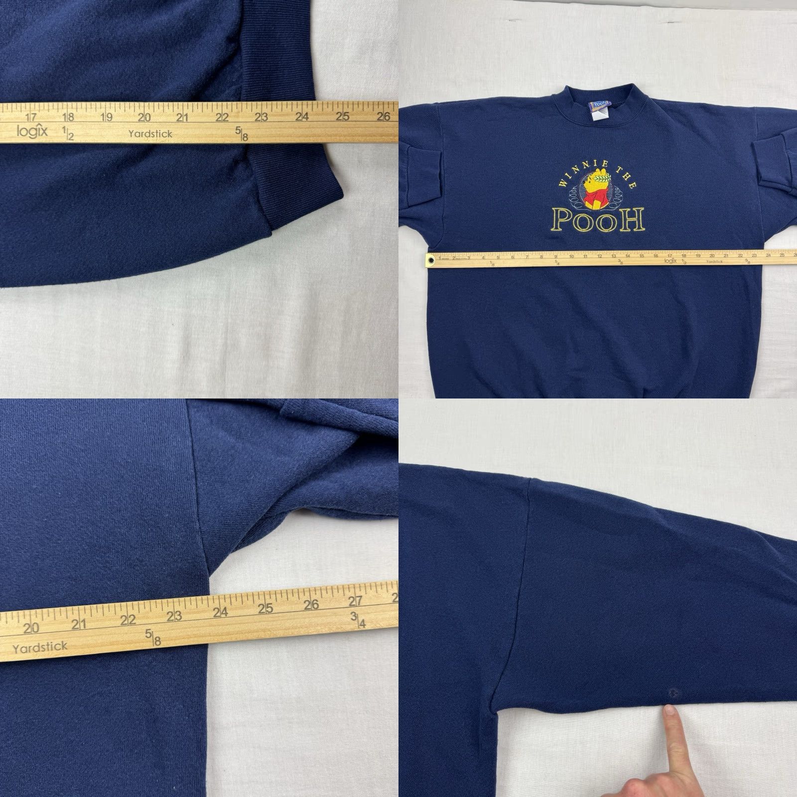 Disney VINTAGE Winnie the Pooh Sweatshirt Women XL Blue Embroidered Disney World 90s Pullover Crew Neck Mens Womens Size XL / US 12-14 / IT 48-50 - 8 Thumbnail