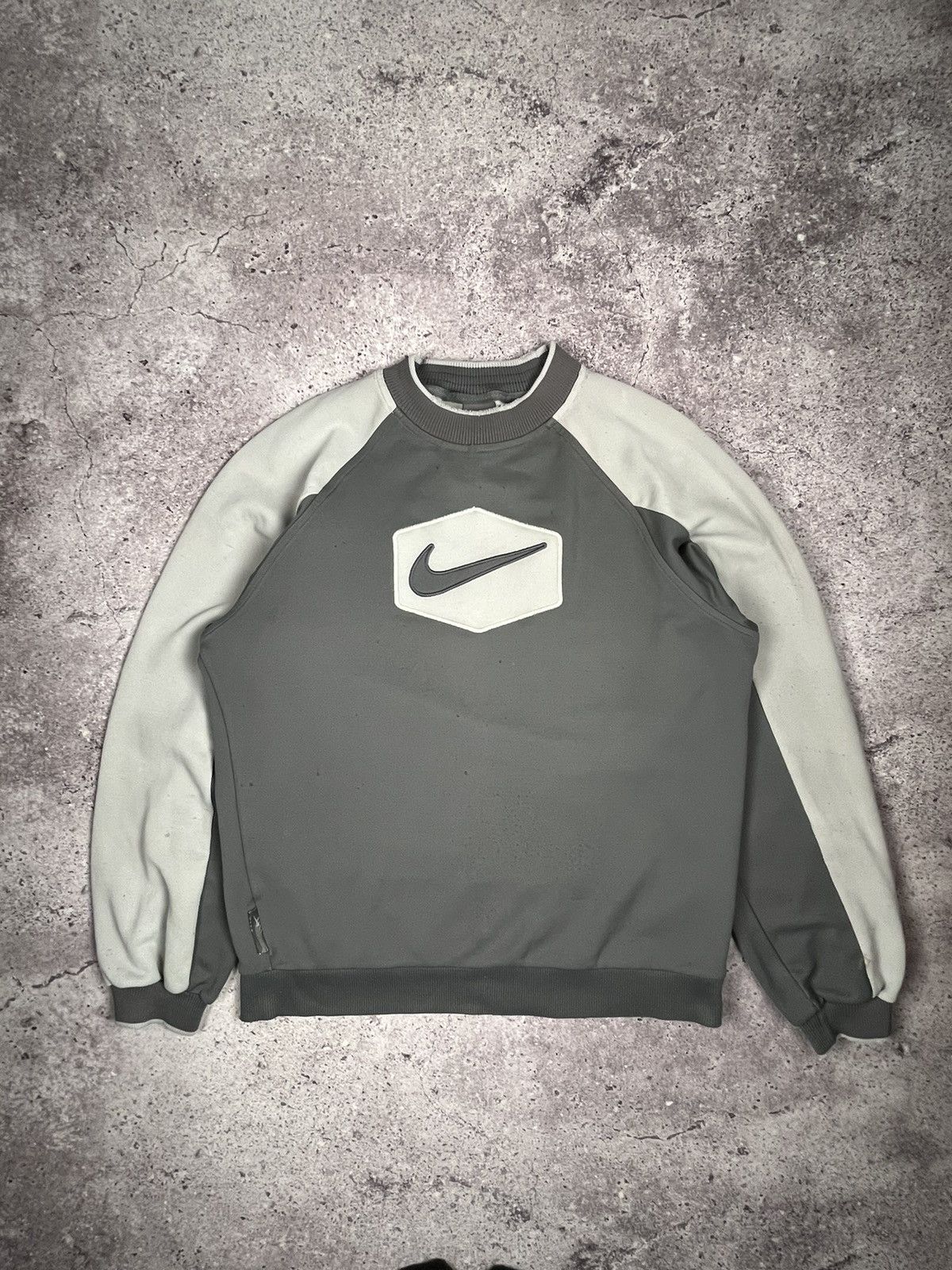 Pre-owned Nike X Vintage Sweatshirt Nike Y2k Vintage Big Swoosh In Grey