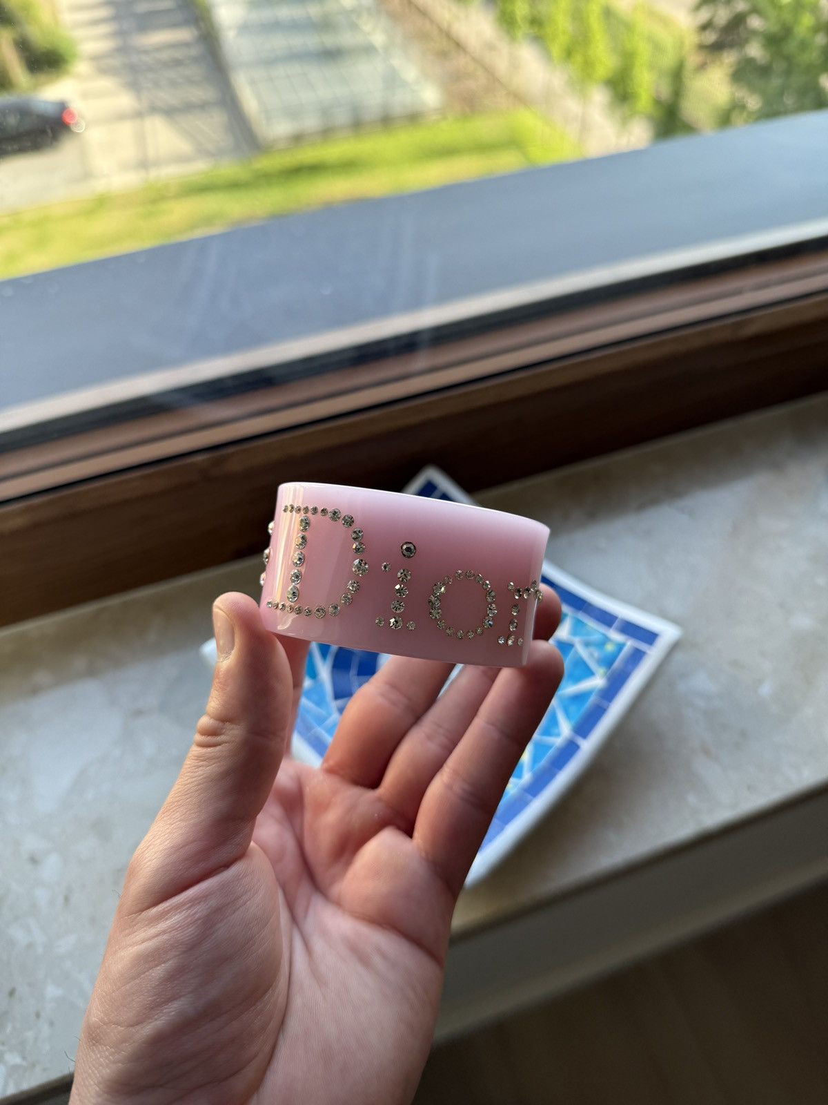 Christian Dior Monsieur Vintage Christian Dior Rhinestone Cuff Bracelet Pastel Pink Size ONE SIZE - 2 Thumbnail