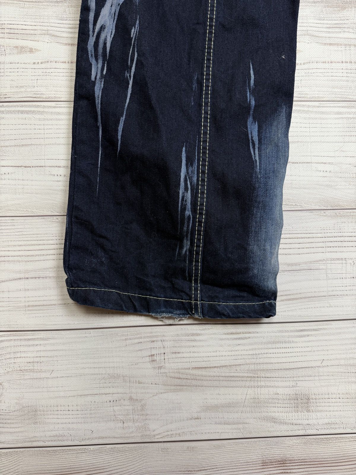Other Archive Y2K Distressed Heavy Stitch Flare Jeans Dark Wash Size US 38 / EU 54 - 10 Thumbnail