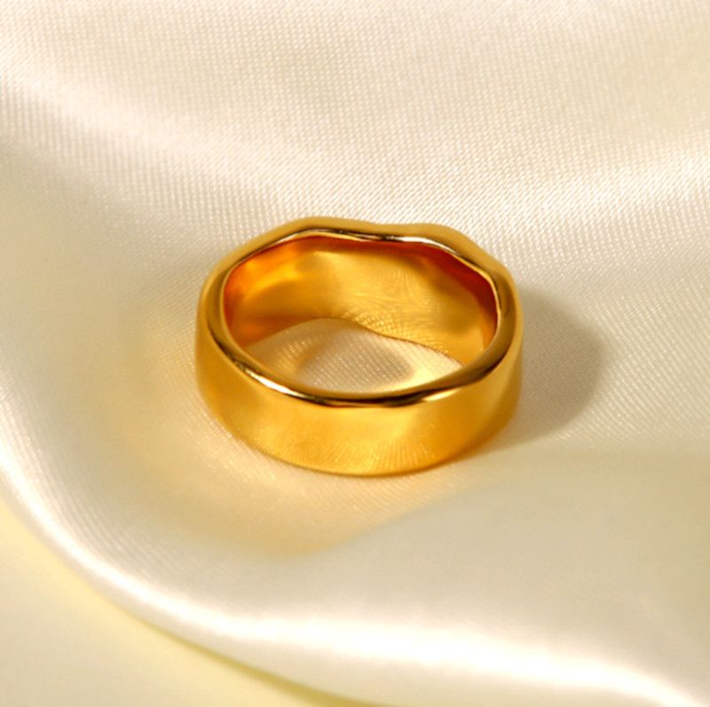 Designer × Vintage Punk Irregular Melting Float Emboss Gold Pearl Ring Size ONE SIZE - 2 Thumbnail