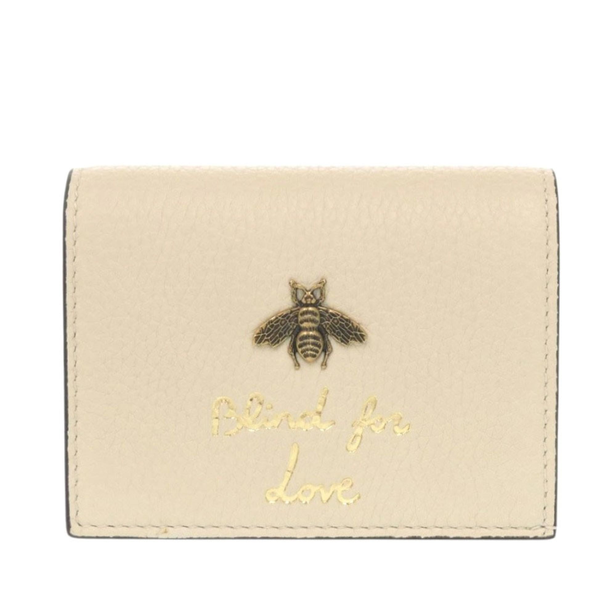 Gucci Gucci Animalier Bee 460185 Leather Ivory Bi-fold Wallet 1709GUCCI Size ONE SIZE - 1 Thumbnail