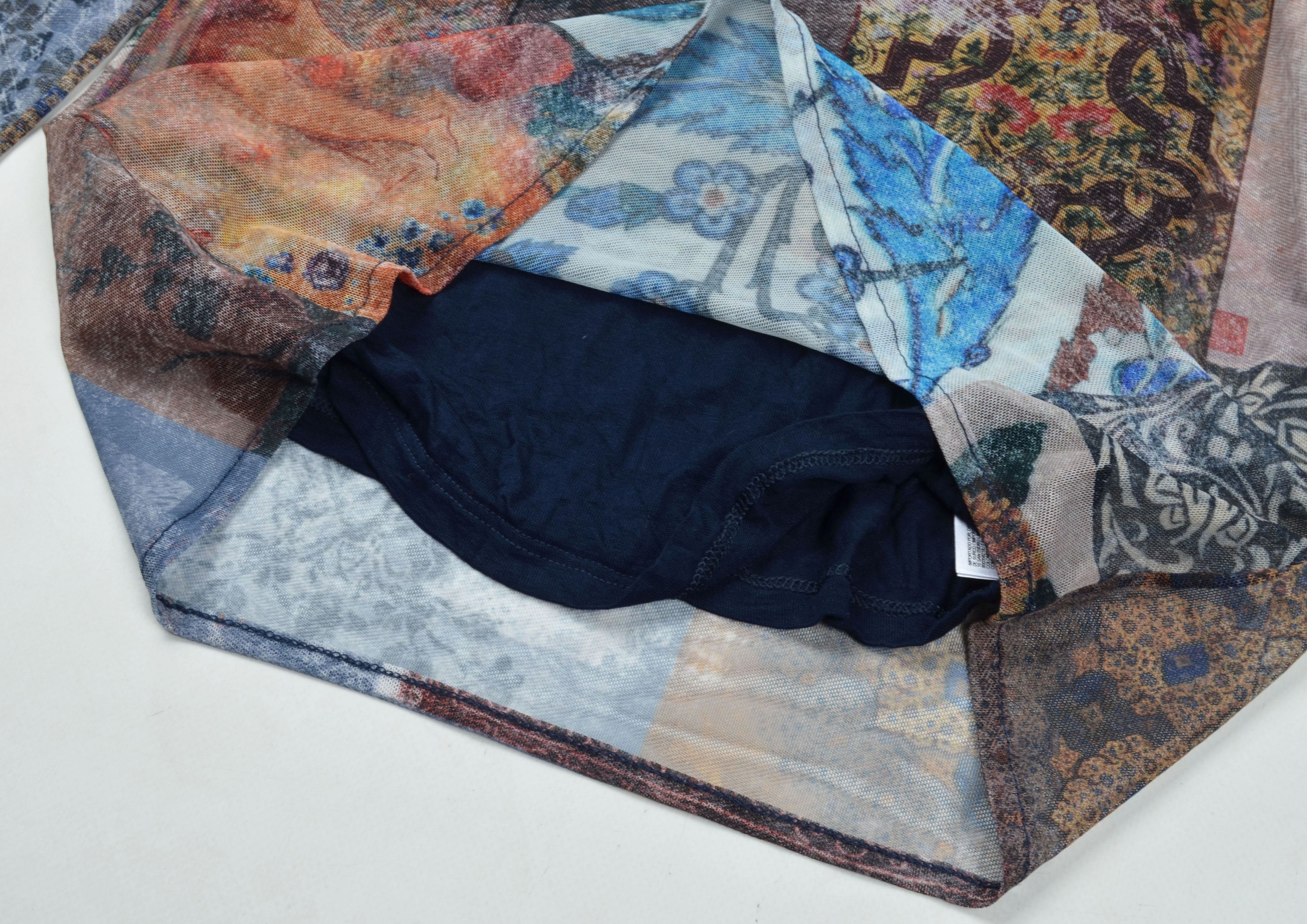 Designer × Desigual × Vintage Desigual Y2K Mesh Printed Long Sleeve Boho Top Blouse Size L / US 10 / IT 46 - 8 Thumbnail