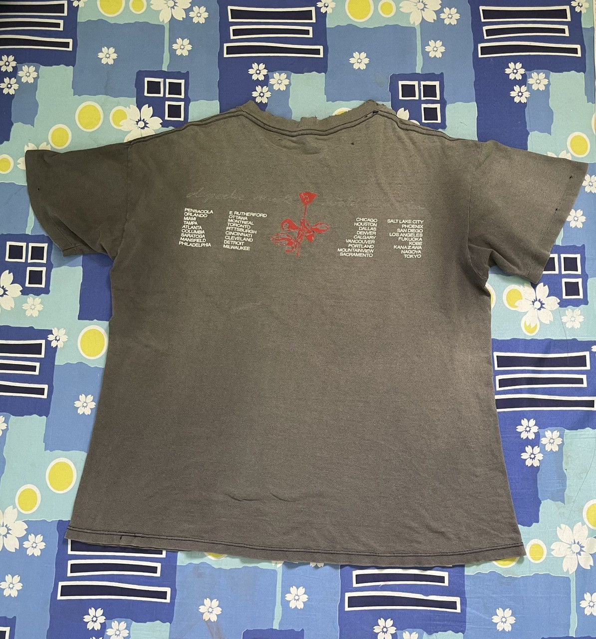 Band Tees Thrashed 1990 Depeche Mode Violator Album World Tour Tee Size US M / EU 48-50 / 2 - 9 Thumbnail
