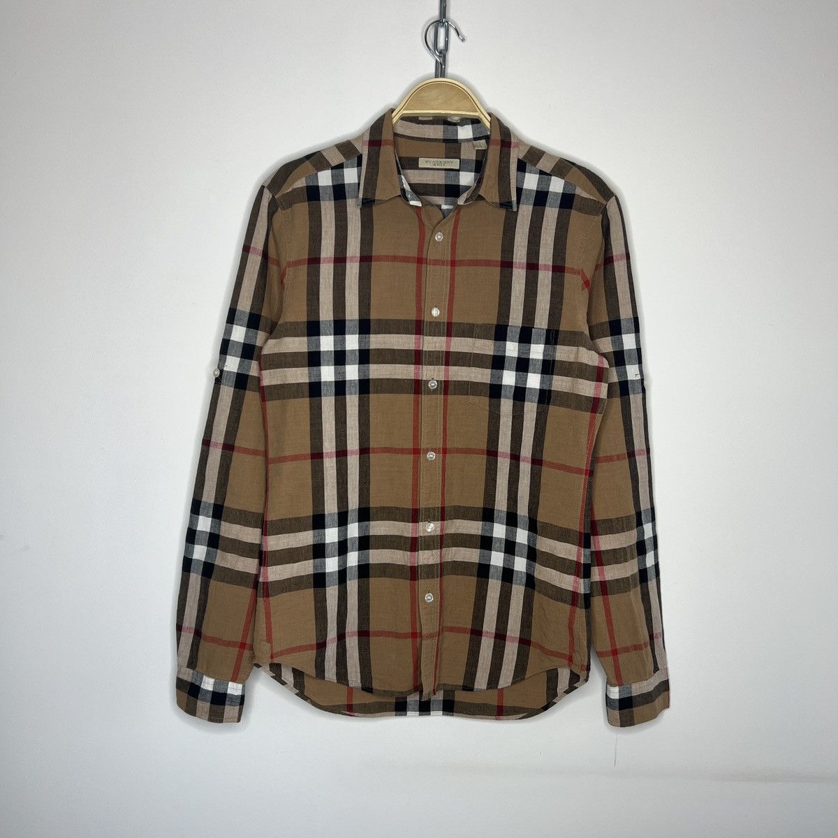 Burberry × Burberry Prorsum × Designer Burberry Nova Check Pattern Linen Shirt Brown Size US S / EU 44-46 / 1 - 1 Thumbnail