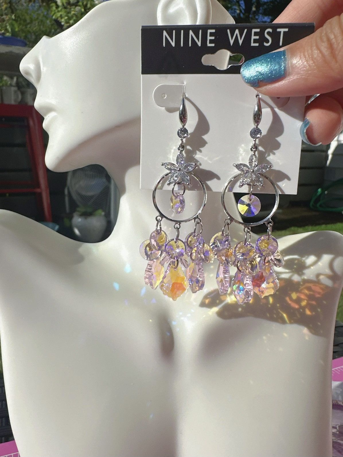 Nine West Nine West transparent crystal drops sliver tone circle Size ONE SIZE - 3 Thumbnail