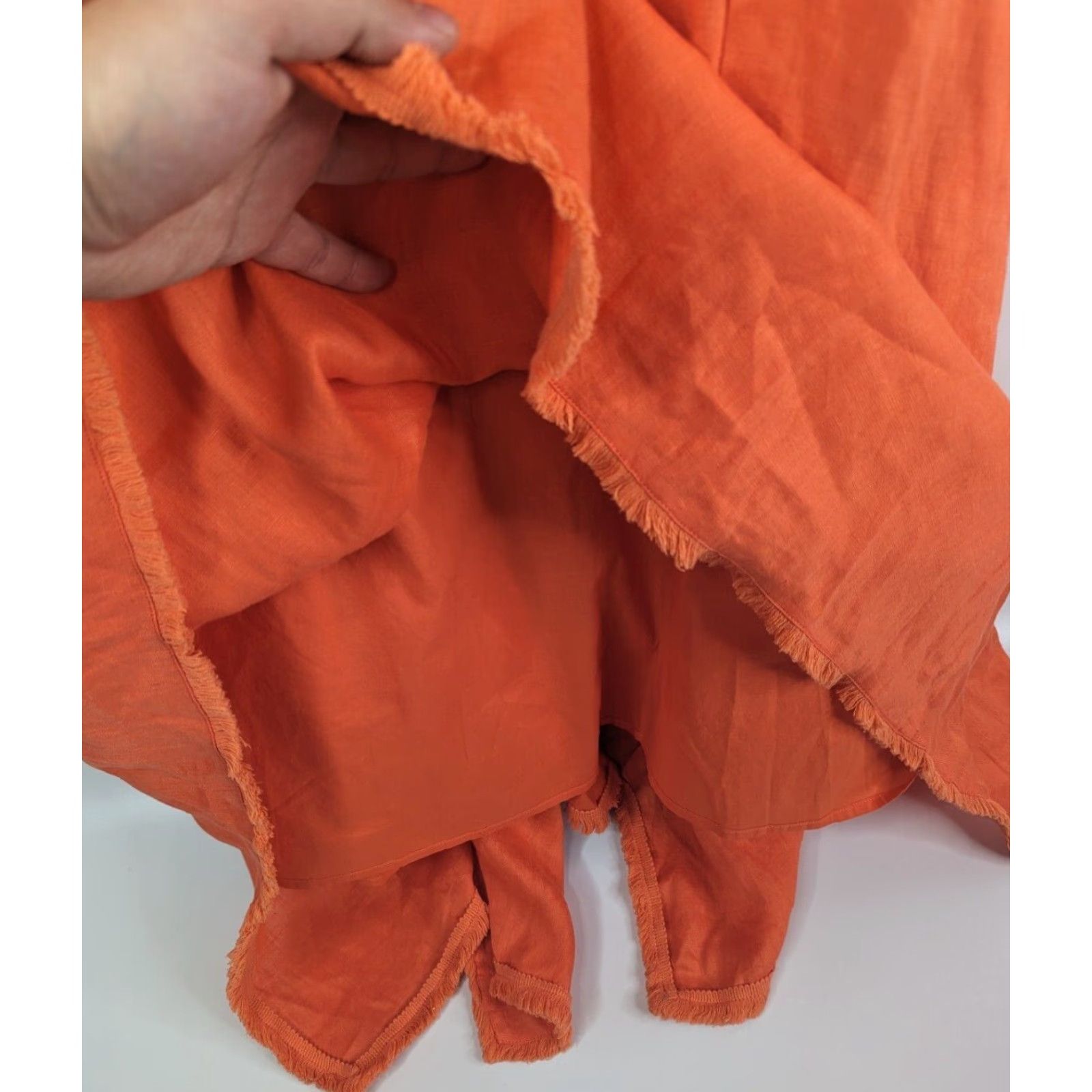 DKNY DKNY Off The Shoulder Linen Dress Maxi Dress Orange XL Women's Summer Size XL / US 12-14 / IT 48-50 - 3 Thumbnail