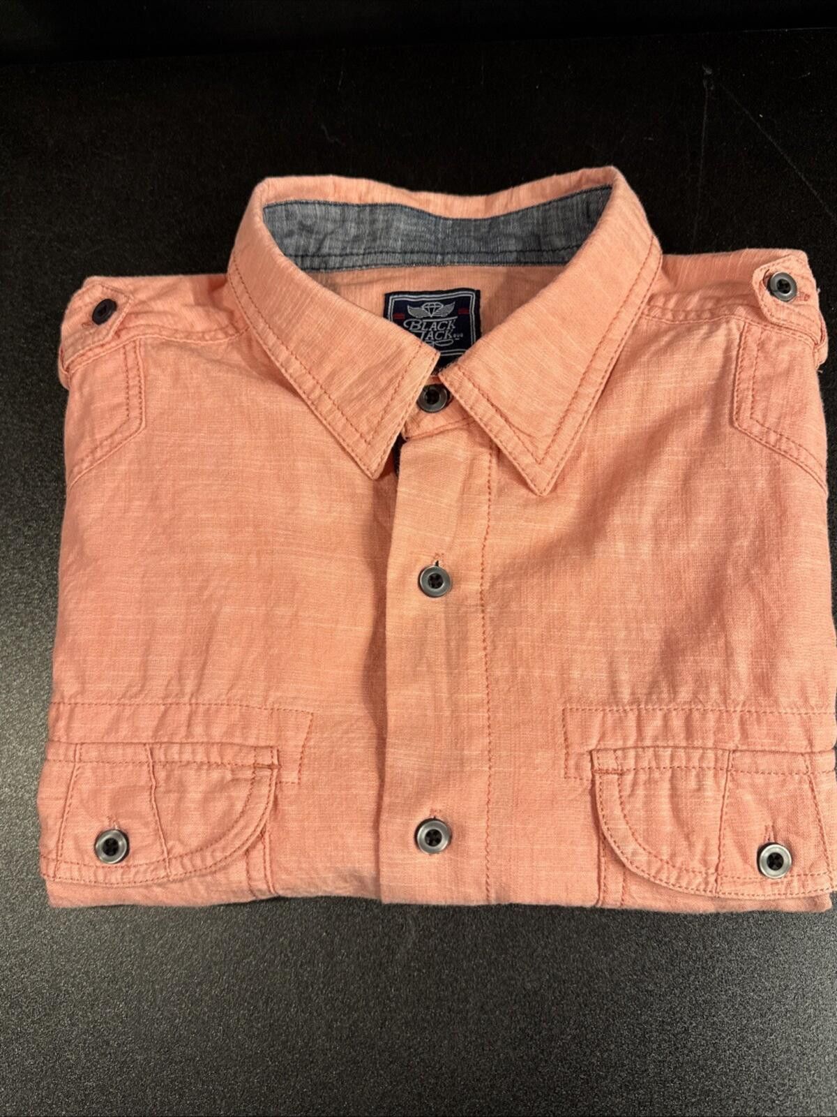 Blackjack Black Jack Shirt Mens Medium Salmon SS Button Down (621) Size US M / EU 48-50 / 2 - 1 Thumbnail
