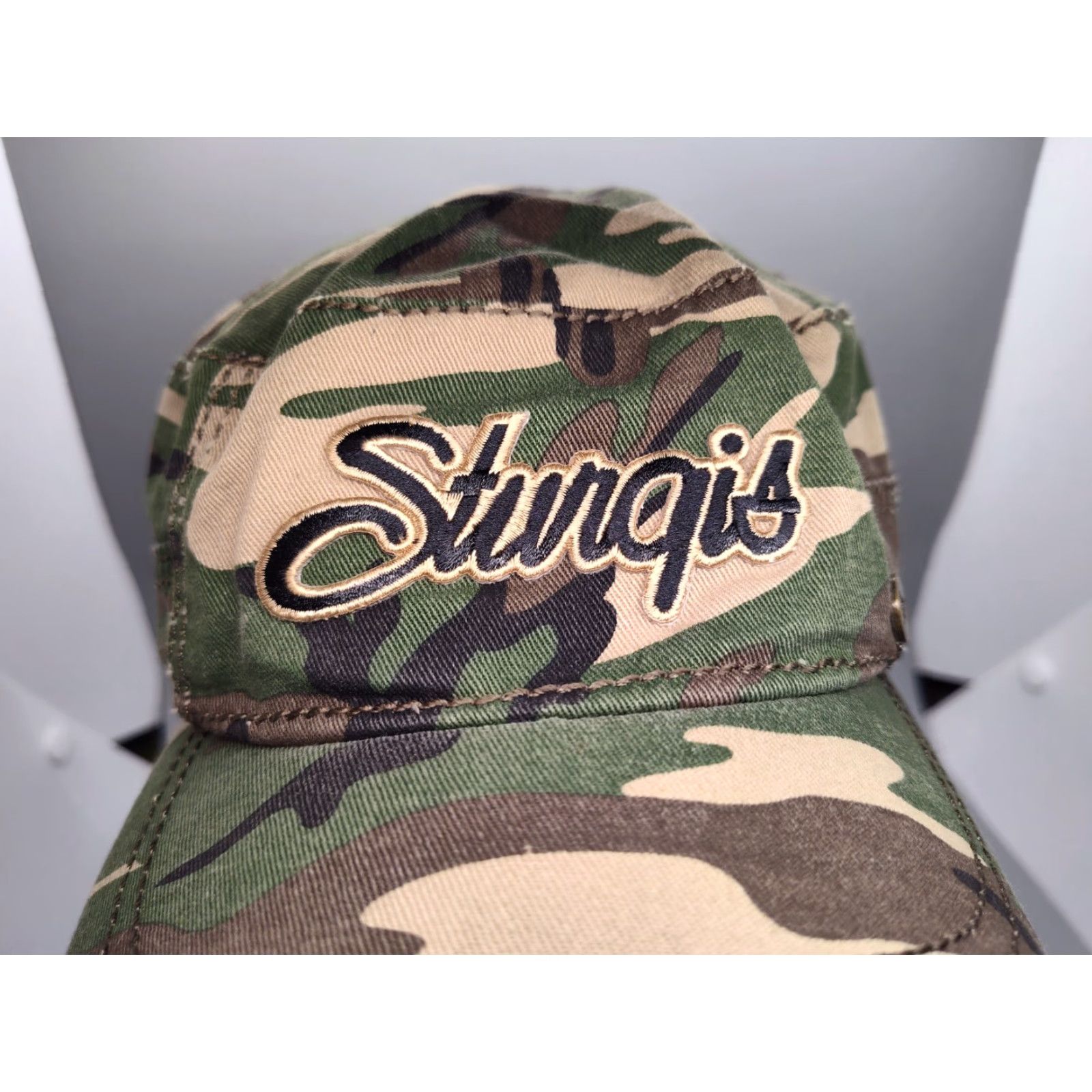 Vintage VINTAGE Peter Grimm Women's Camo Biker Cap Adjustable Strap L/XL Unisex Cotton Size ONE SIZE - 3 Thumbnail