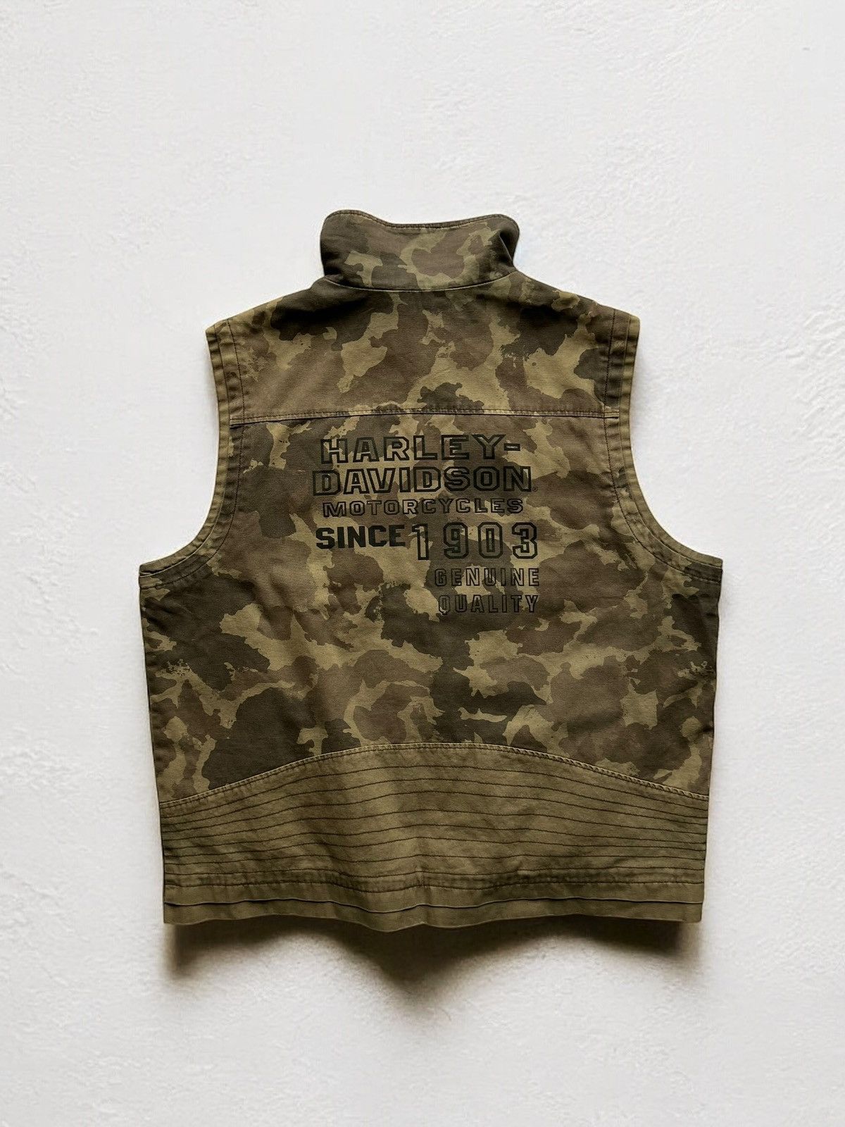 Harley Davidson × Vintage HARLEY DAVIDSON MILITARY VEST CAMO USA DENIM CORDURA Size US XL / EU 56 / 4 - 1 Thumbnail