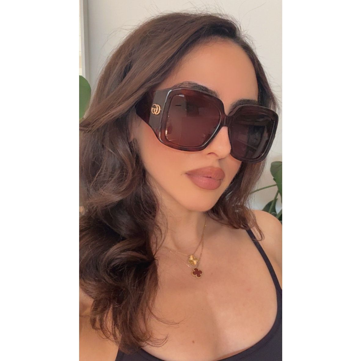 Gucci NEW Gucci GG1402S Havana Brown Square Marmont Sunglasses Size ONE SIZE - 2 Thumbnail
