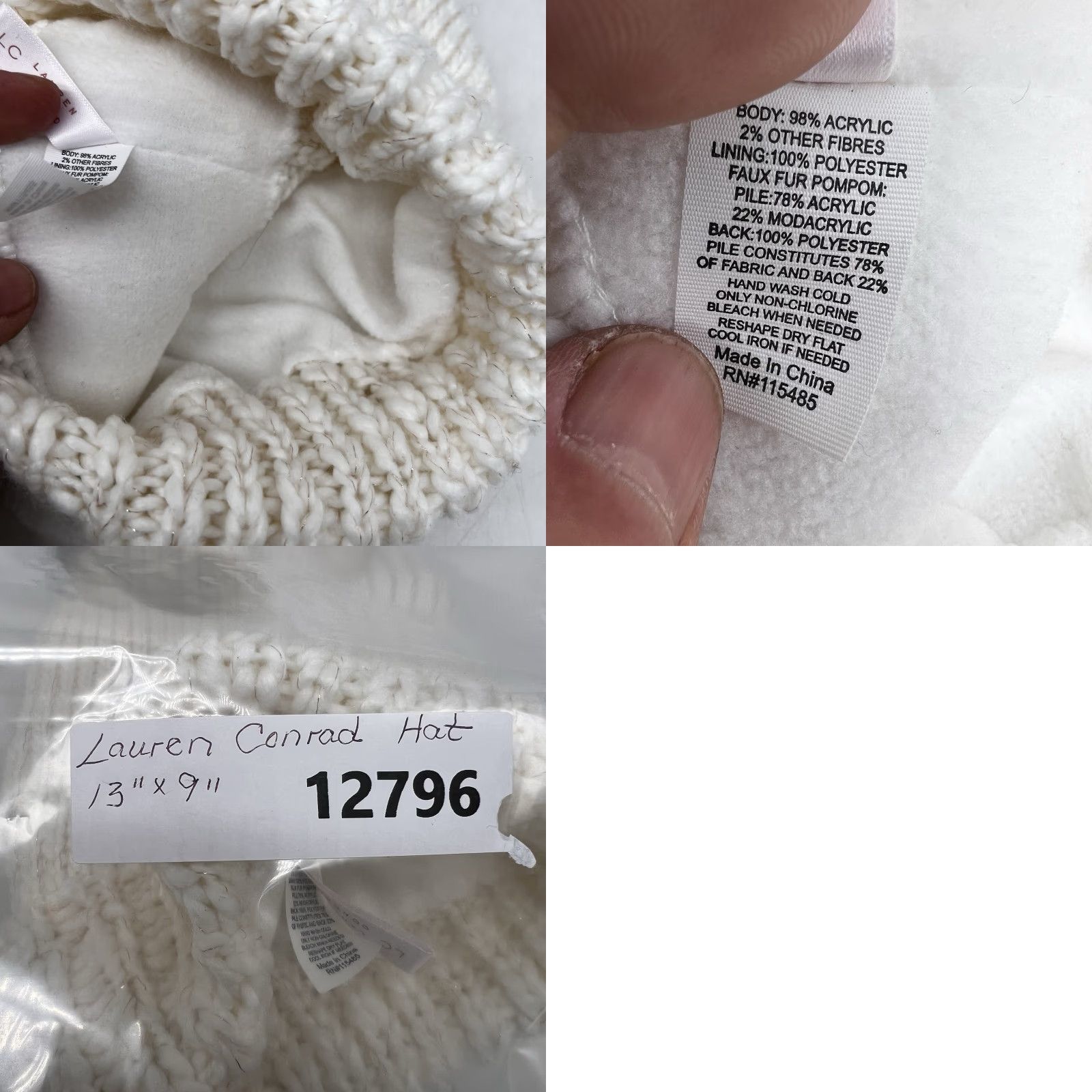 Lauren Conrad Lauren Conrad HaT Beenie Stocking Hat Ivory One Size Fur Trim Knit Accessories Women City Outdoor Ski Winter Size ONE SIZE - 8 Thumbnail