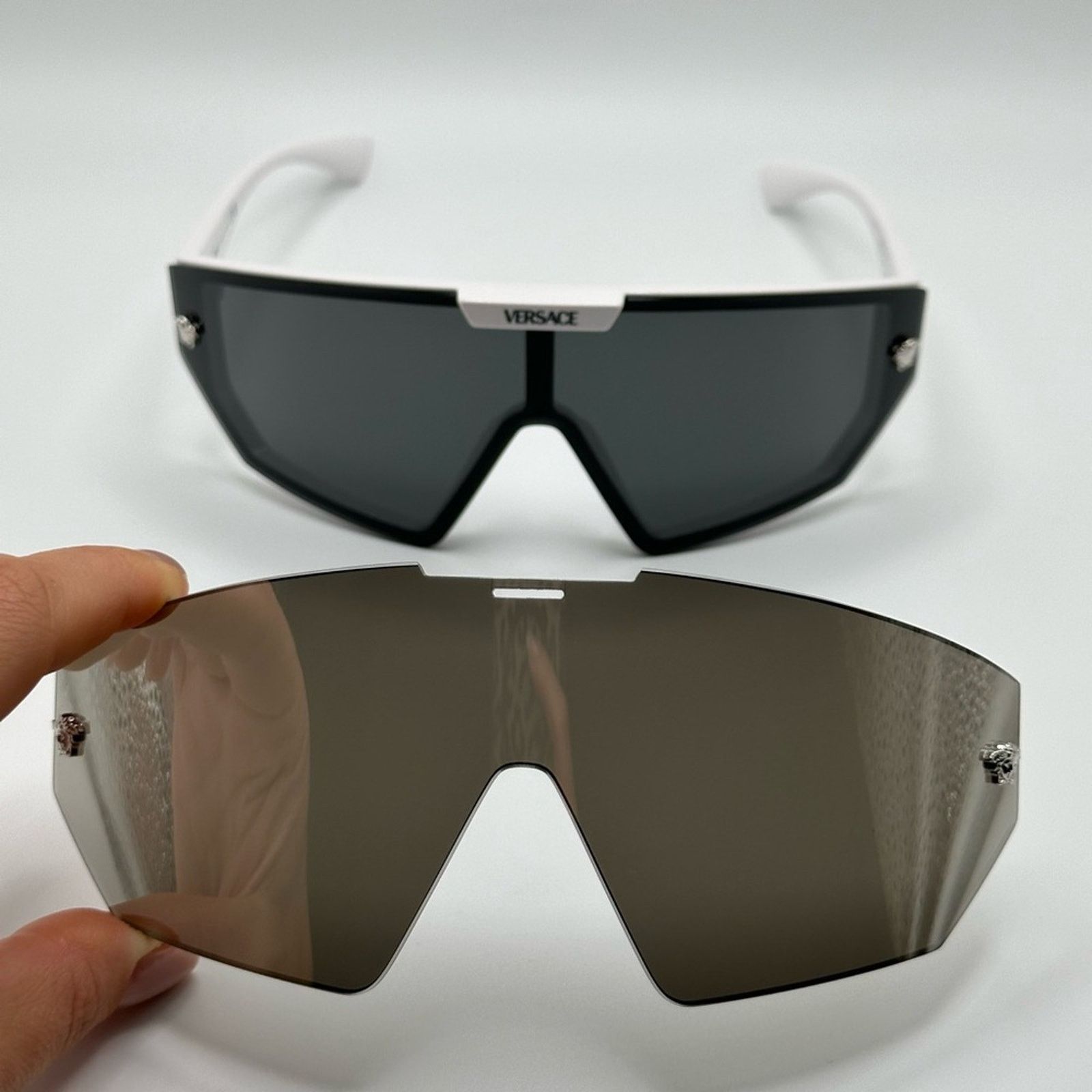 Versace VERSACE VE4461 White Dark Grey with clip on Grey Extra Lens Size ONE SIZE - 4 Thumbnail