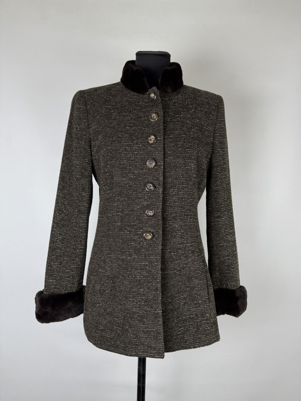 Akris Akris Schurwolle Mink Fur Trim Collar Button Tailored Jacket Size M / US 6-8 / IT 42-44 - 2 Thumbnail