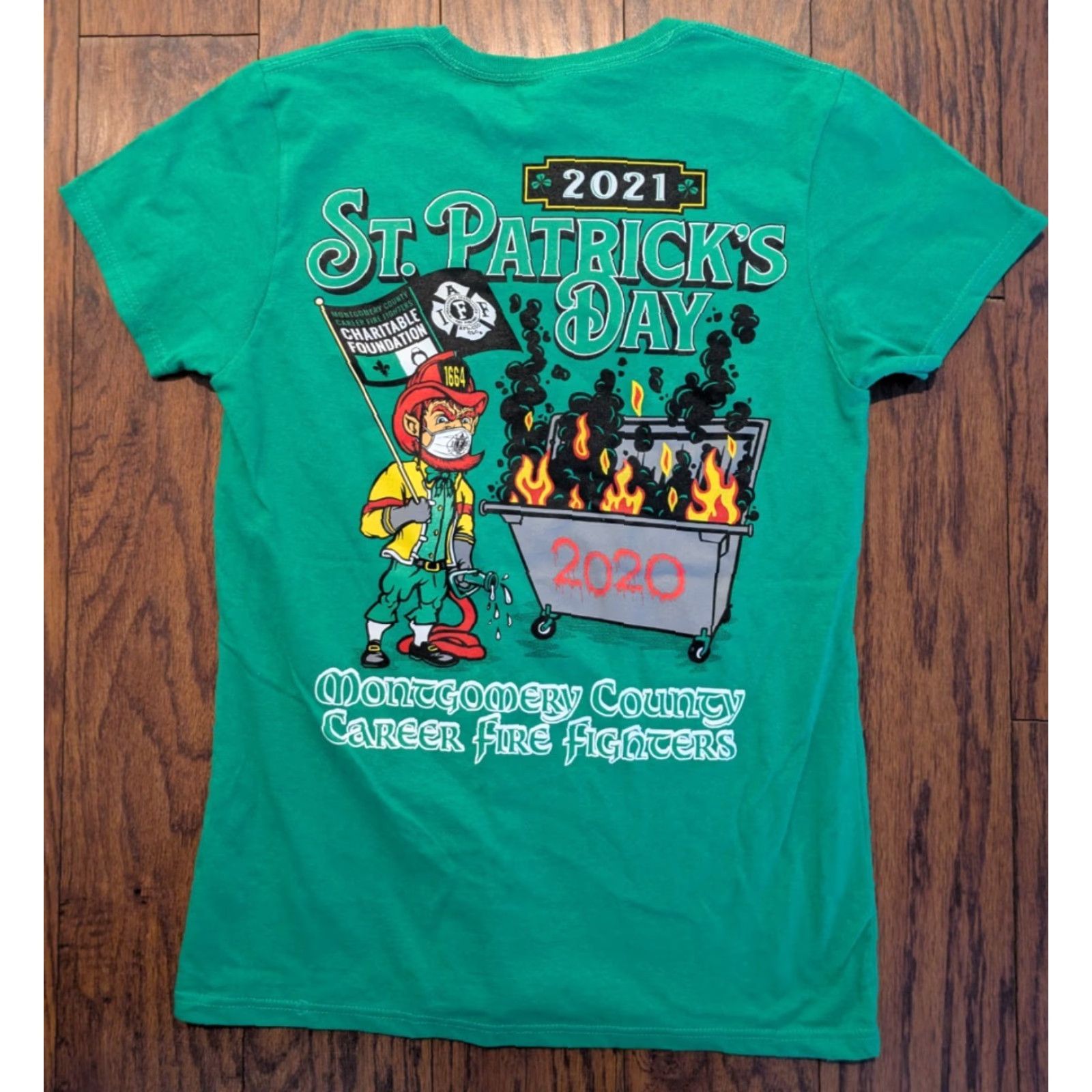 Gildan VINTAGE Womens IAFF Firefighters Union St Patricks Day Montgomery Co MD Shirt Medium Size M / US 6-8 / IT 42-44 - 3 Thumbnail